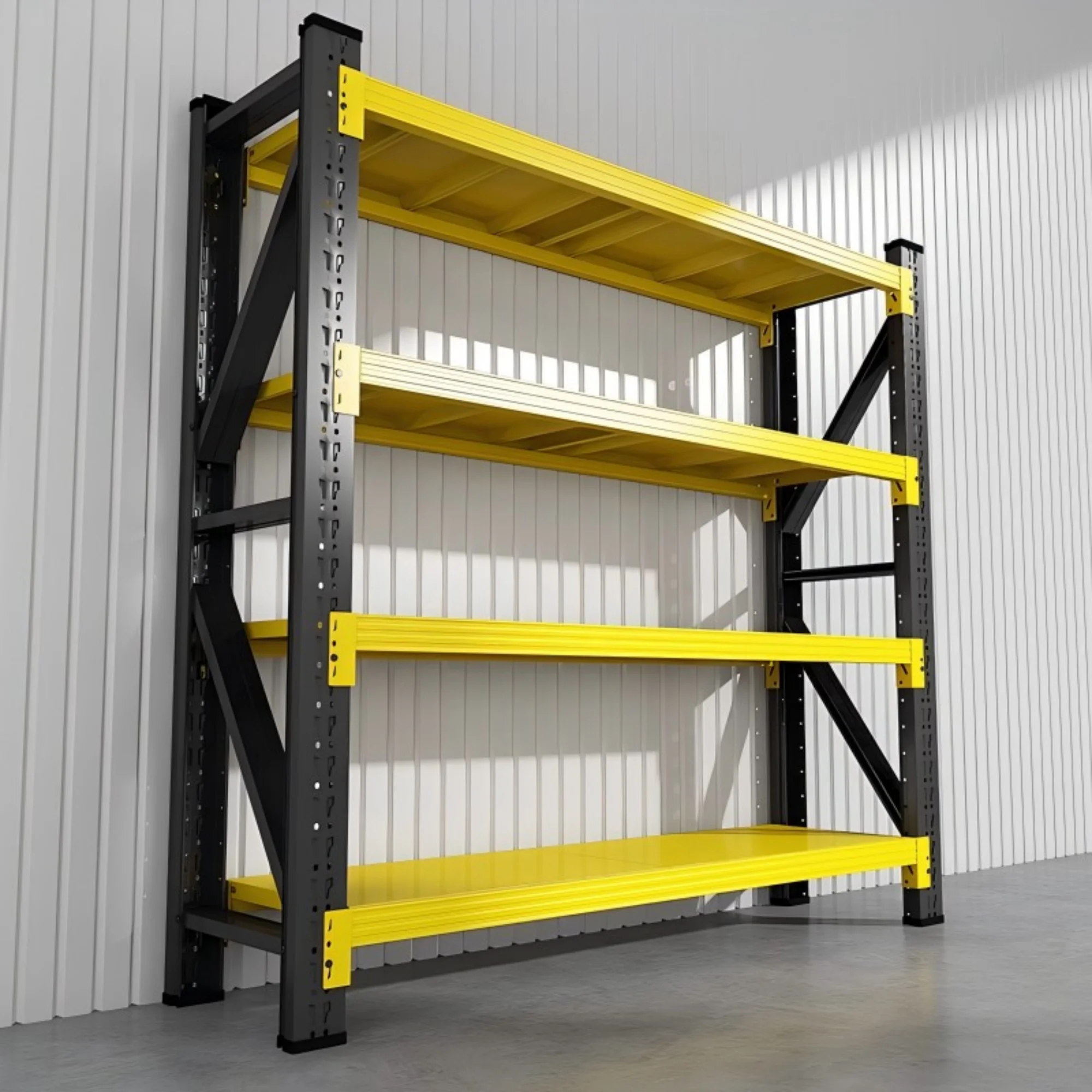Garage Shelving 78.8"H 5000LBS Heavy Duty Storage Shelves Easy Assembly 4-Tier Adjustable Metal Shelving Unit for Basement,Warehouse,Industrial,Black&Yellow(78.8" H x 59.1" W x 23.7" D)