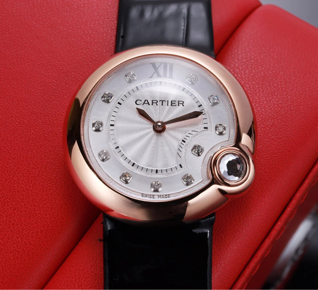 Cartier Watch BALLON BLANC 33MM AUTOMATIC DIAMOND NUMERALS LEATHER