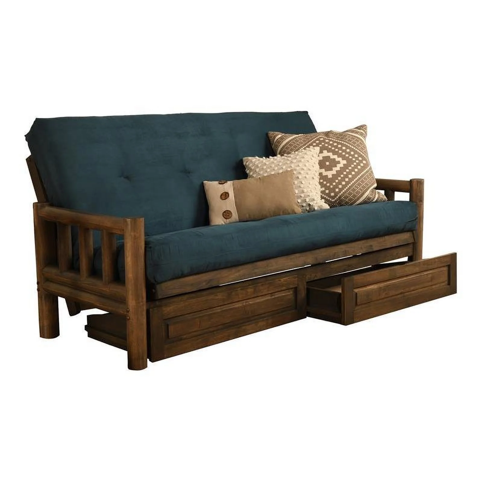 Kodiak Furniture Lodge Futon with Suede Fabric Mattress in Natural/Gray