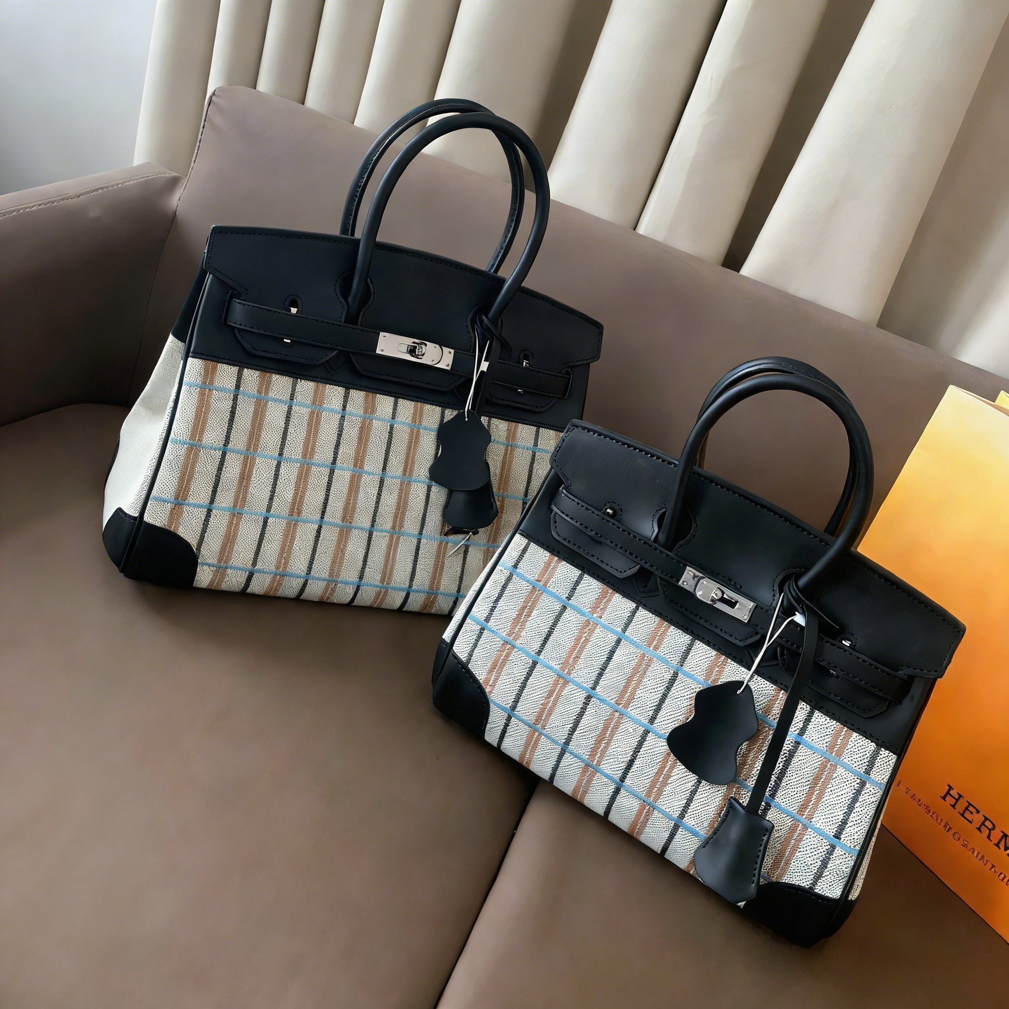 HE Birkin Color-Block Canvas Tote YVTS020301