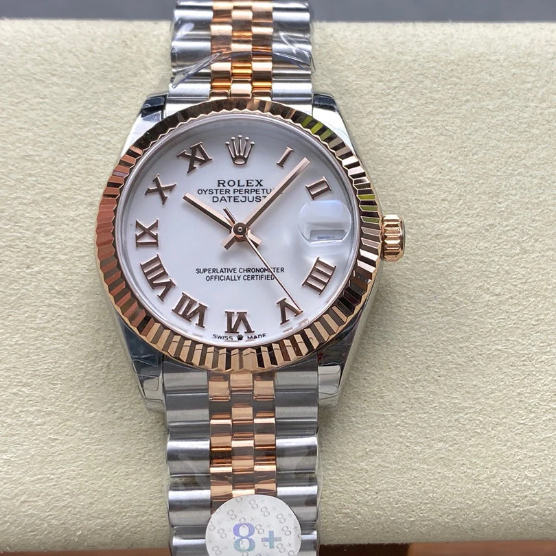 Rolex Watch Datejust 31mm Pink Gold Steel White Dial