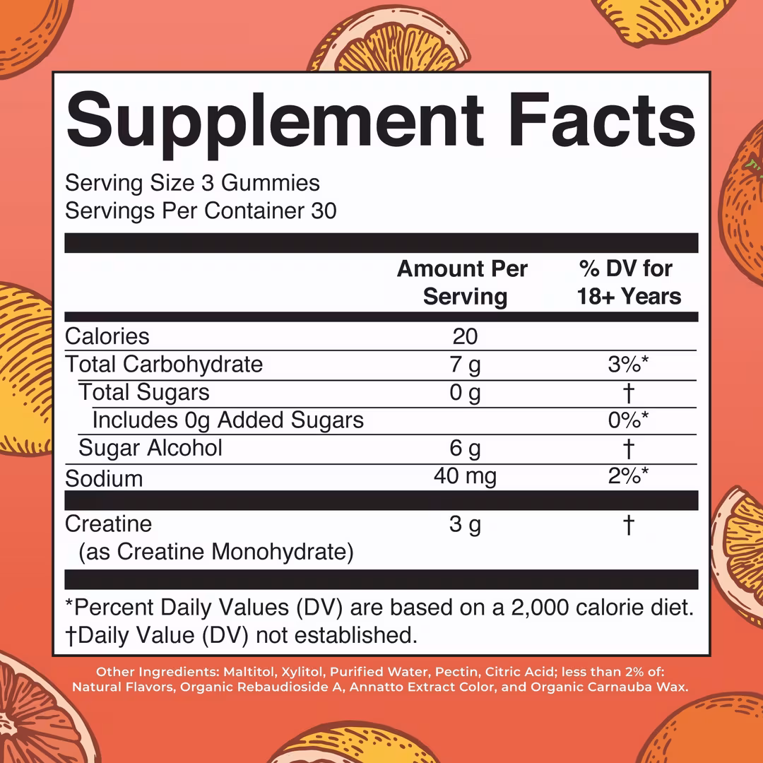 MaryRuth's  Creatine Gummies Tangerine Citrus