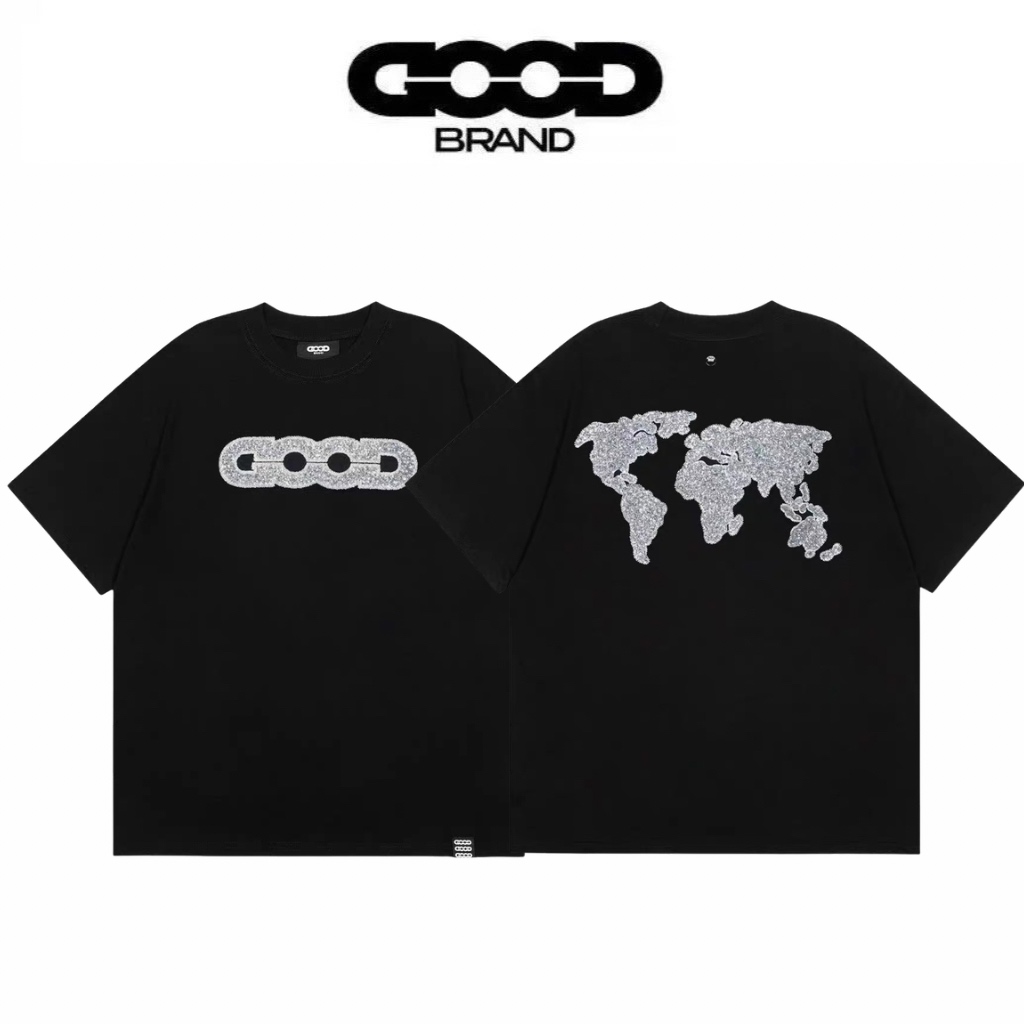Goodbrand Silver Glitter World Map T-Shirt