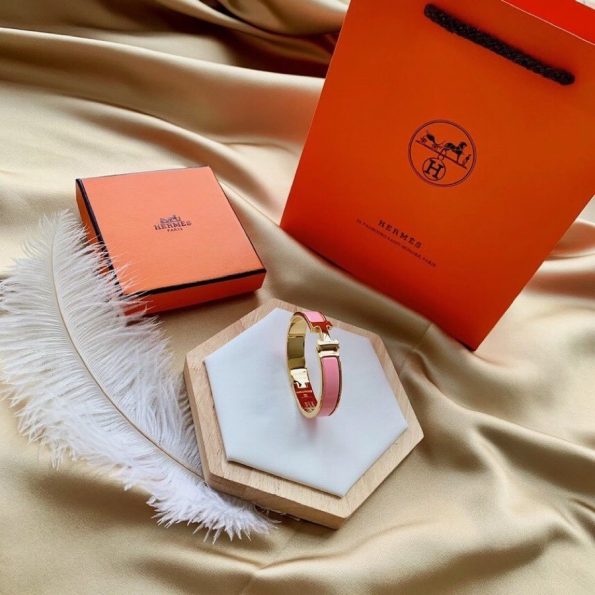 Hermes Bracelet Dupe, Clic H Bracelet, Pink Enamel