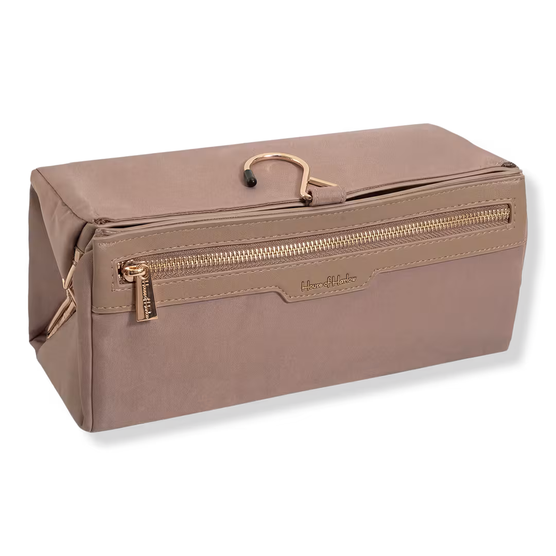 House of Harlow 1960  The Twill Nylon Double Compartment Hanging Toiletry Case