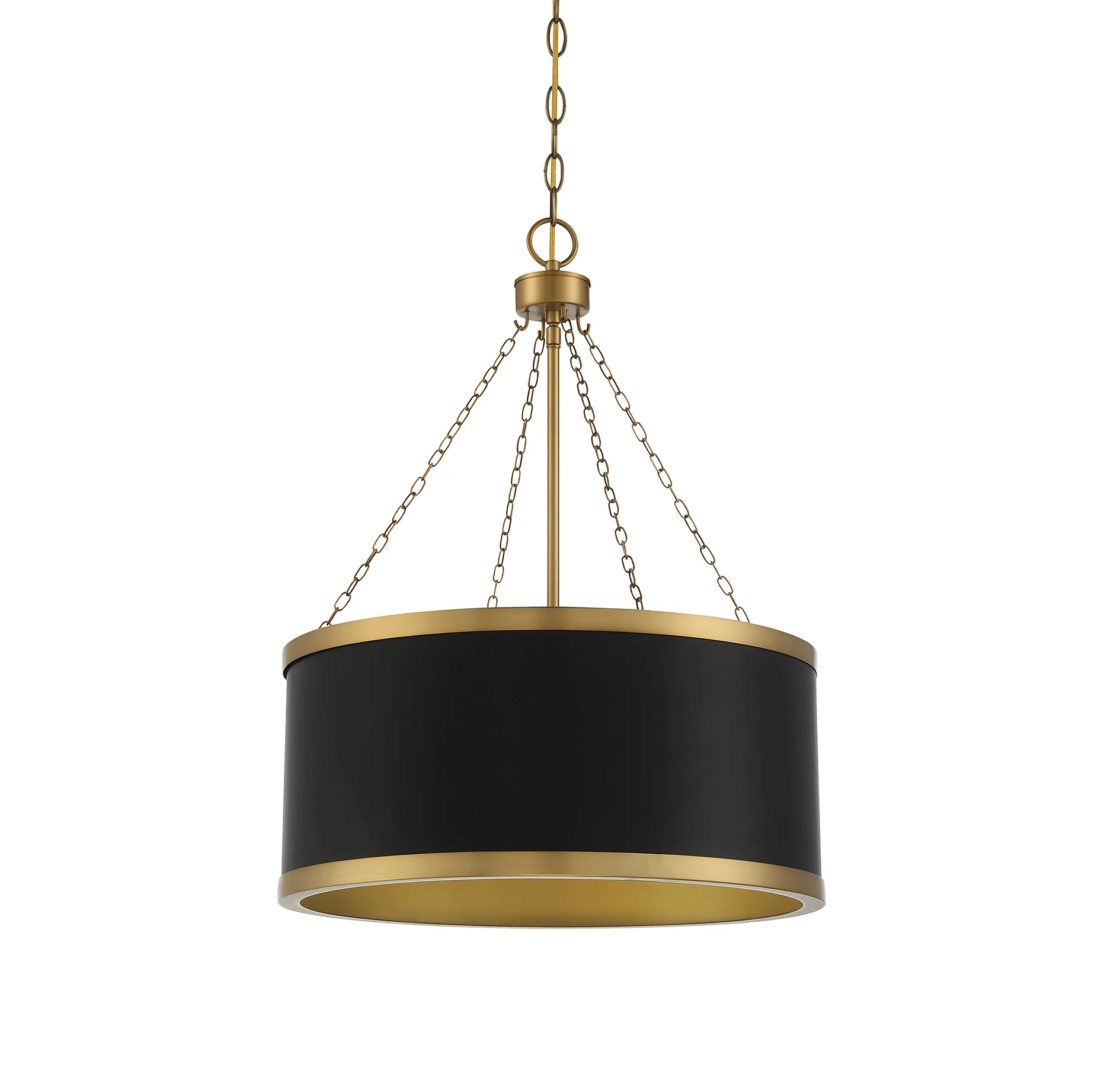 Black with Warm Brass Accents Six Light Pendant from the Delphi Collection
