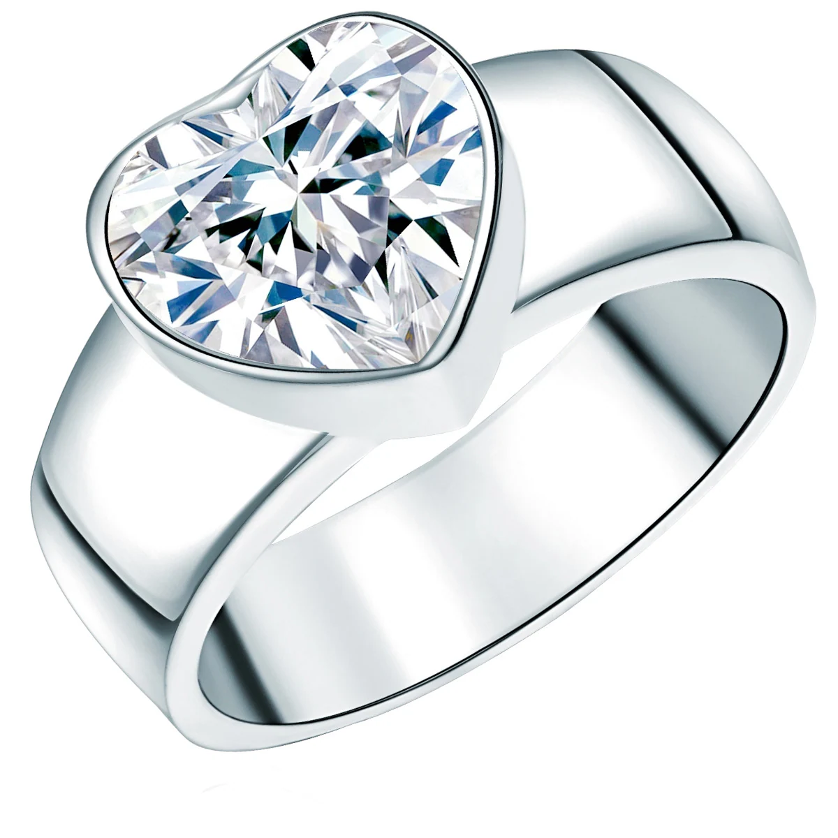 Ring Herz Sterling Silber Zirkonia in Silber