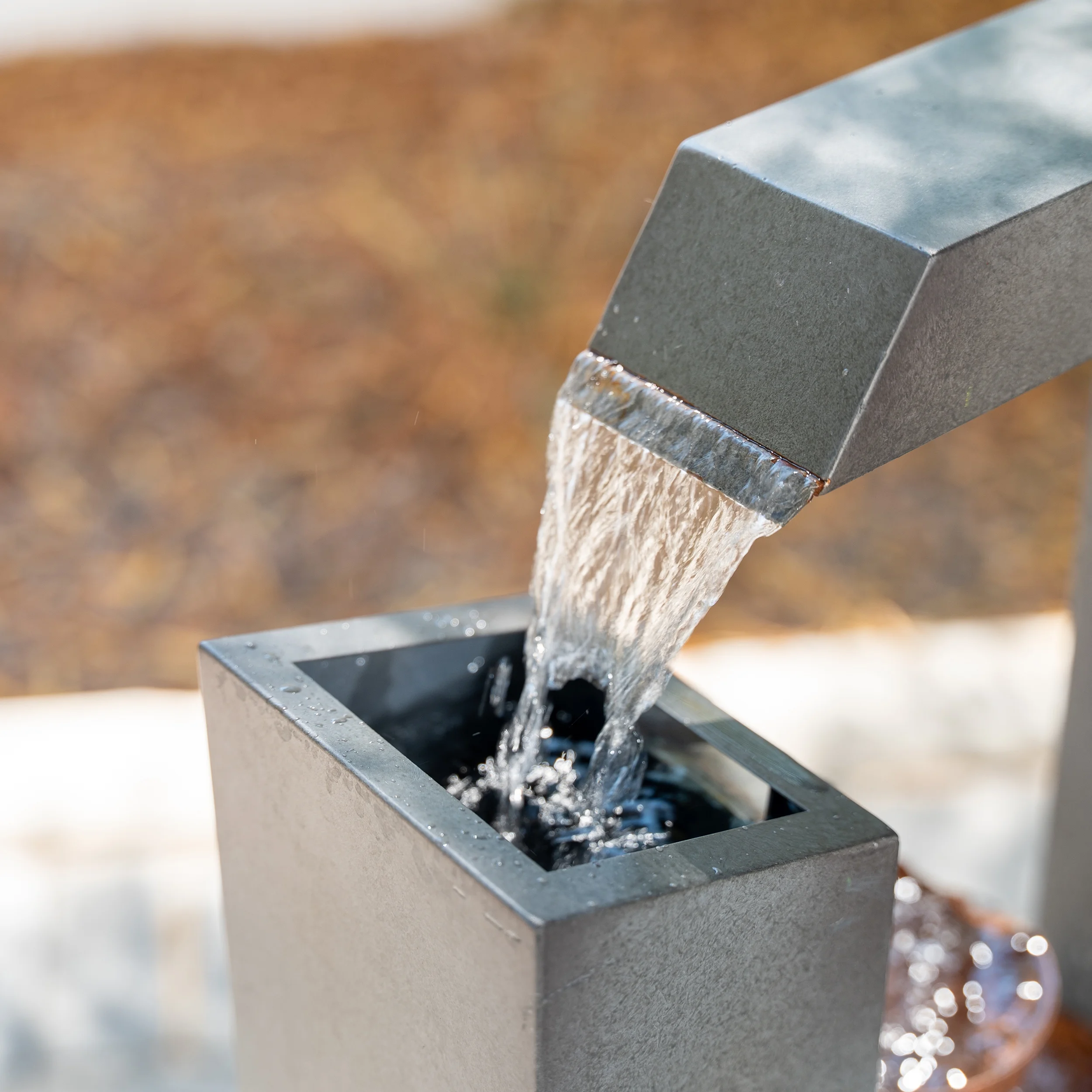 XBrand Metal Sculptural Multi-tiered Flower Water Fountain, Gray and Bronze, 38
