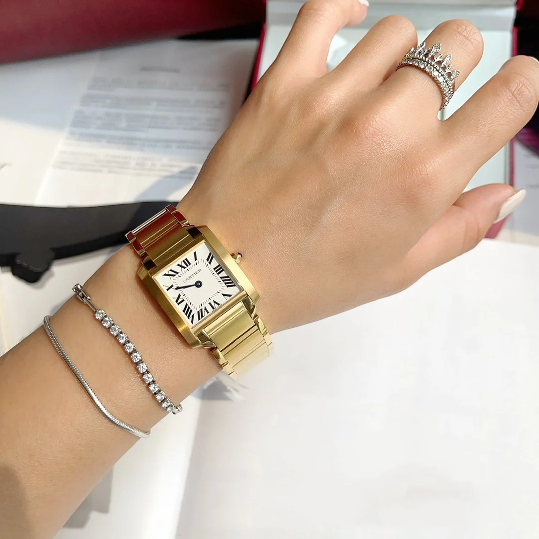 Cartier Watch TANK FRANCAISE GOLD WHITE DIAL