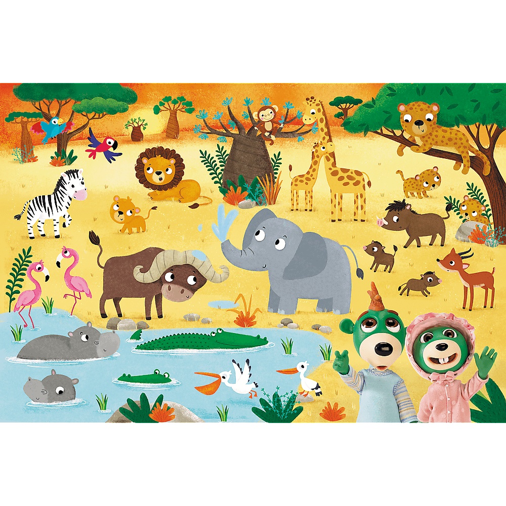 Puzzle Rodzina Treflików, 24 Super Maxi, Bobaski Na Safari