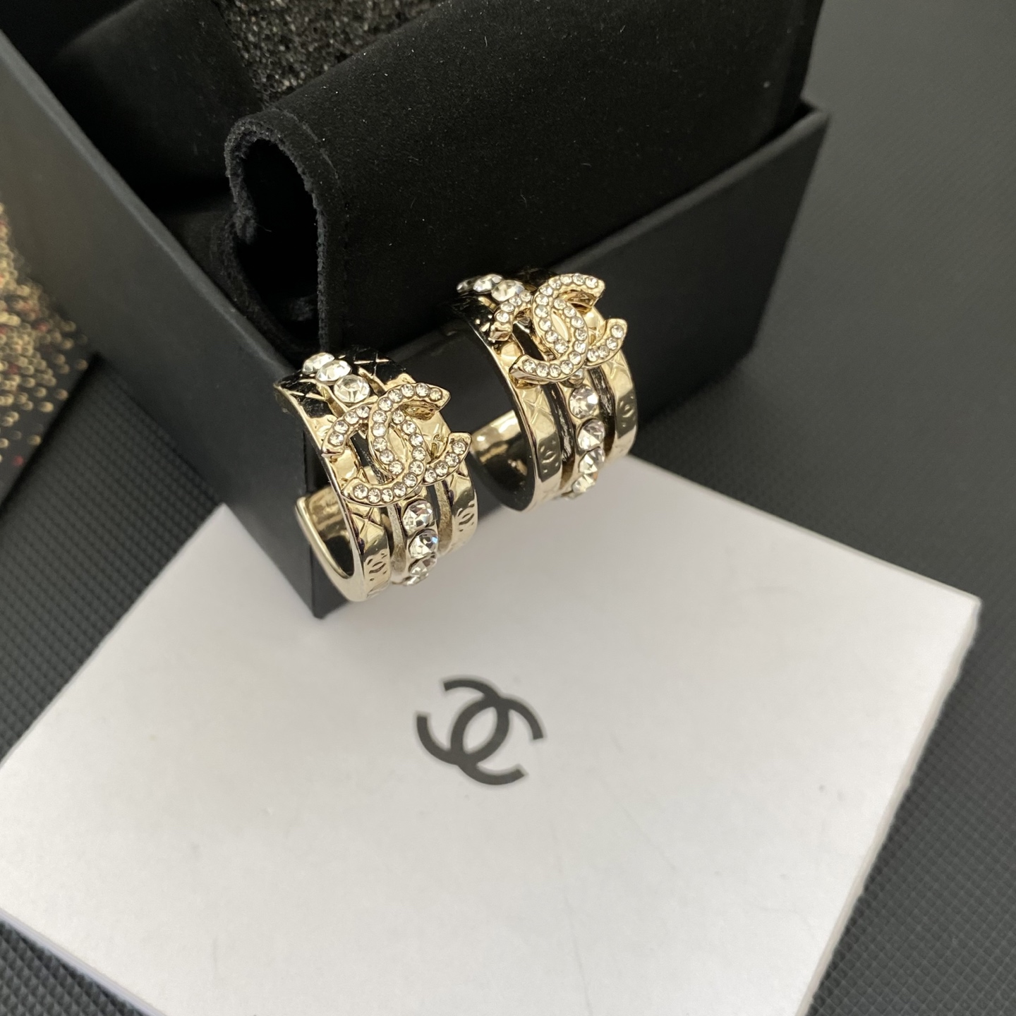 Chanel 3D Crystal Hoop Earrings