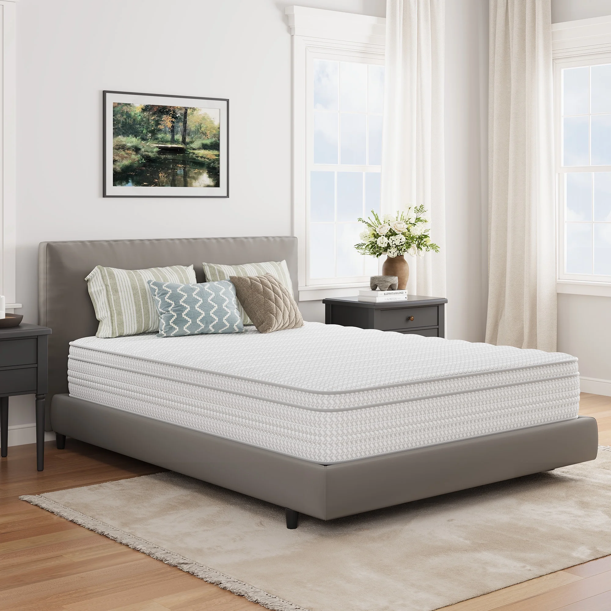 Avenco Luna 12" Medium Hybrid Mattress, Queen Size