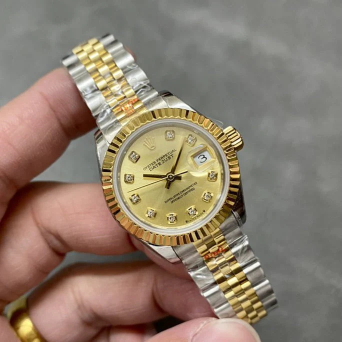 Rolex Watch DATEJUST 28MM GOLD STEEL DIAMOND NUMERALS