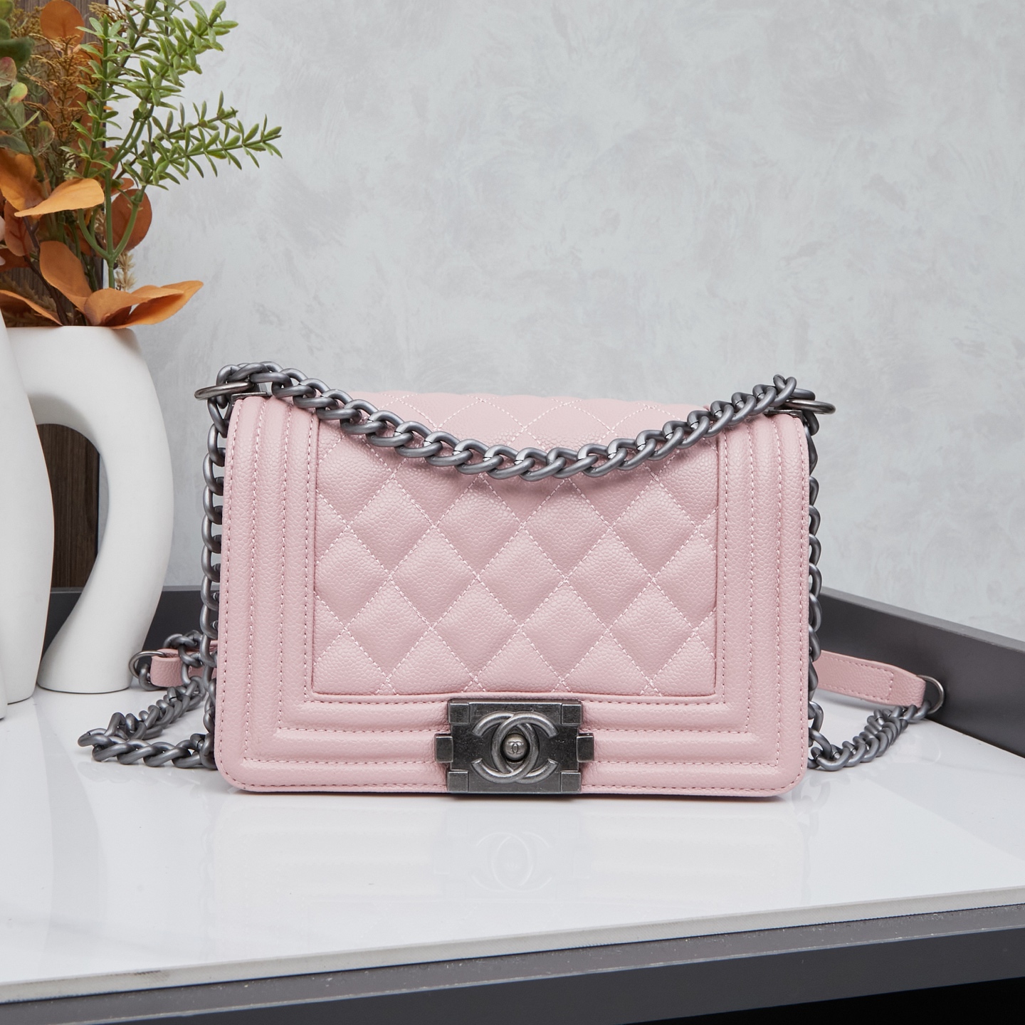 Chanel Boy Bag Small Caviar Quilted - Light Pink