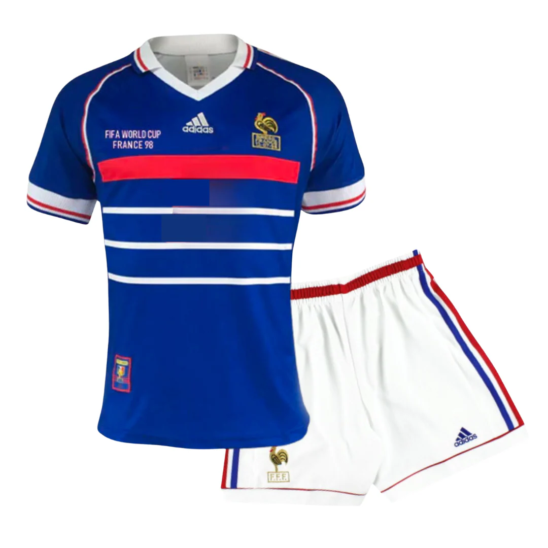 Kids Retro France Home Soccer Jersey 1998
