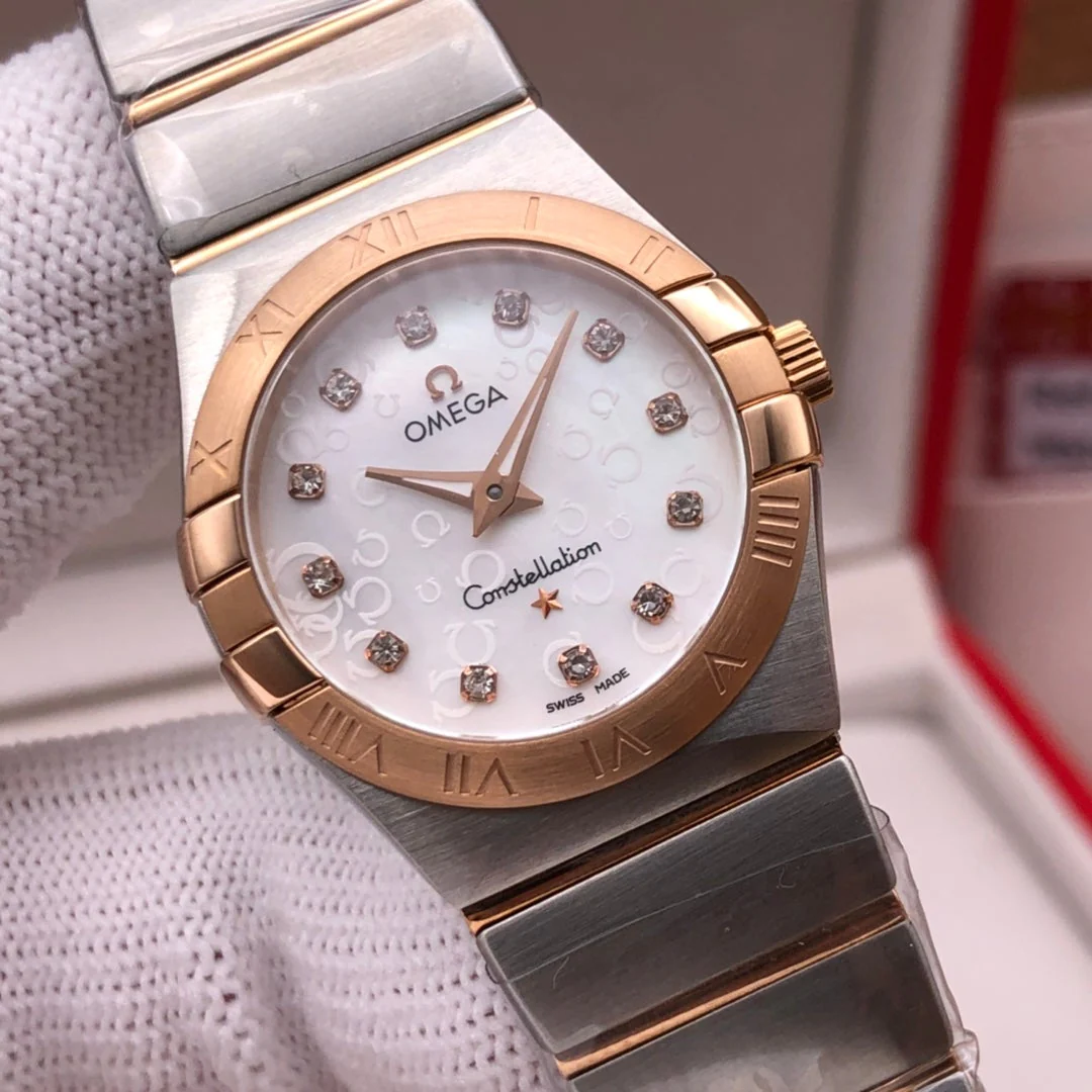 Omega Watch CONSTELLATION 27MM QUARTZ ROSE GOLD BEZEL MOTHER OF PEARL DIAL
