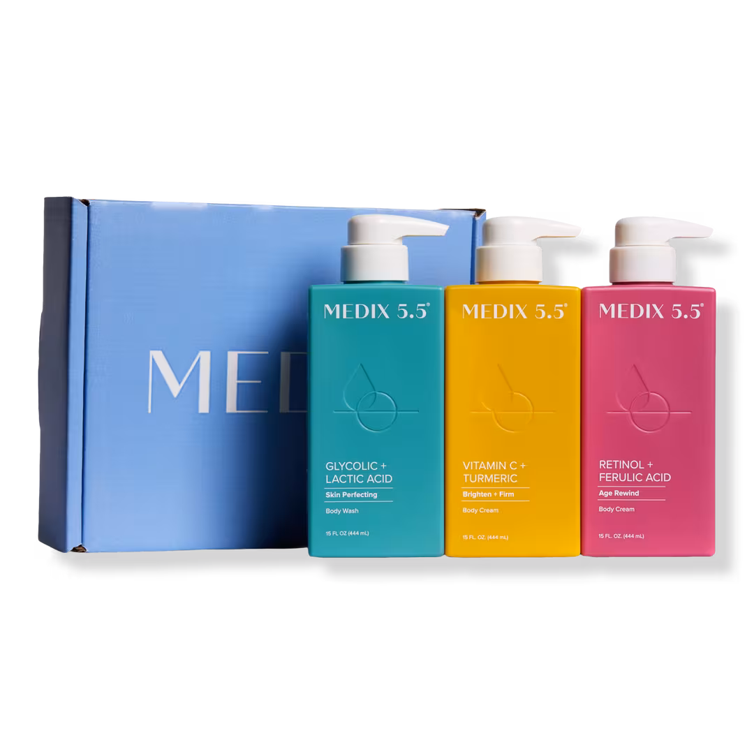 Medix 5.5  Smooth + Glow Gift Set | Glycolic Acid Body Wash, Retinol Body Cream, Vitamin C Body Cream
