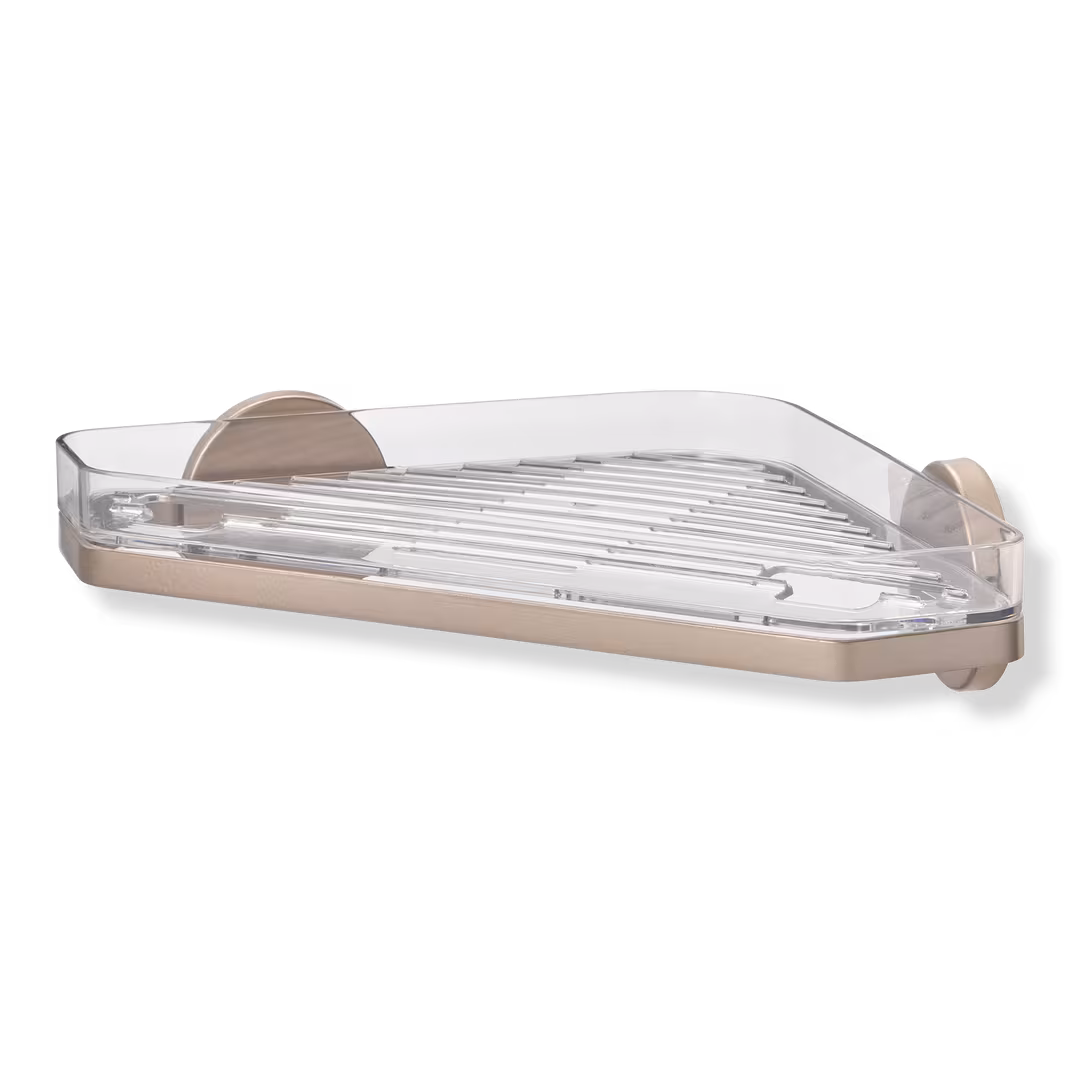 iDesign  Self-Adhesive Corner Shower Shelf with Razor Holder