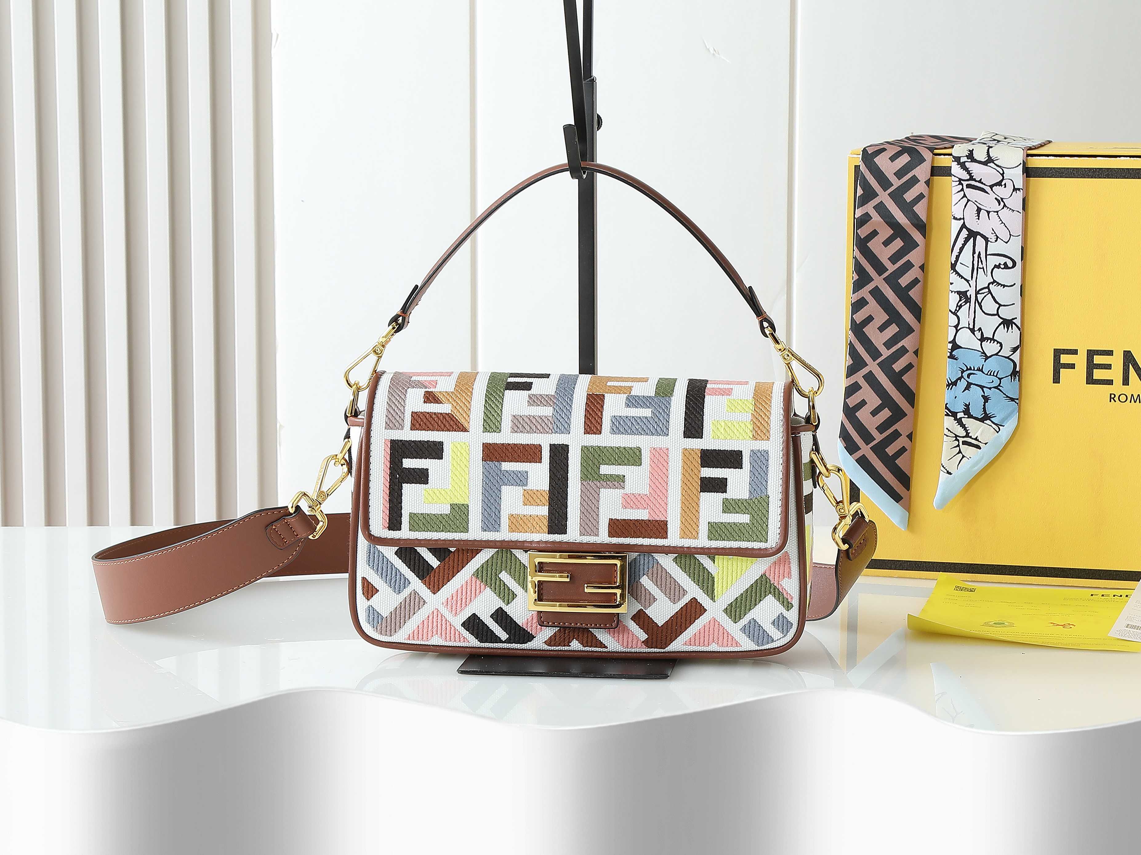 Fendi Baguette Multicolour Canvas Bag