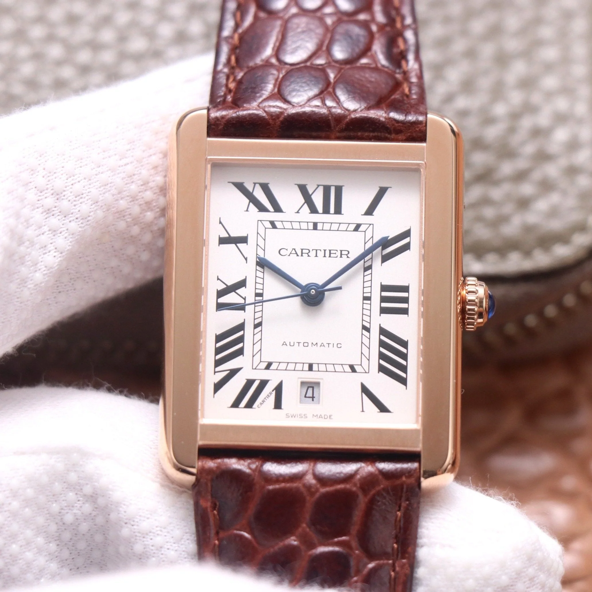 Cartier Watch TANK SOLO XI W5200026 ROSE GOLD CASE BROWN LEATHER STRAP