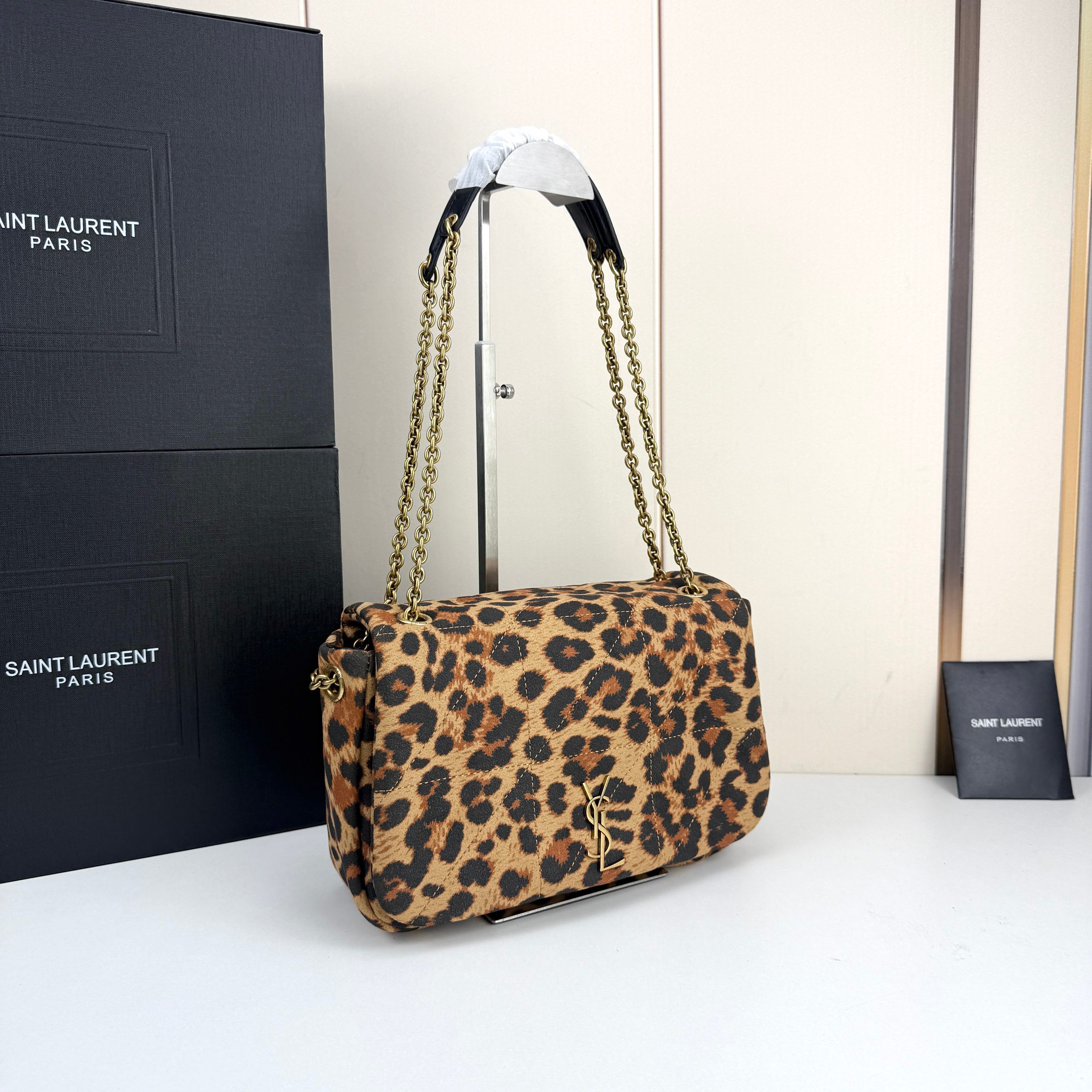 YSL Style Niki Medium Leopard Print Chain Bag