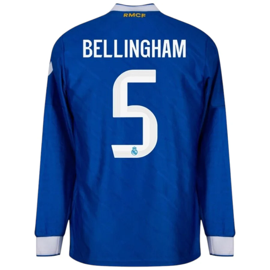 Bellingham Real Madrid Long Sleeve Third Blue Jersey Men 2025 2026