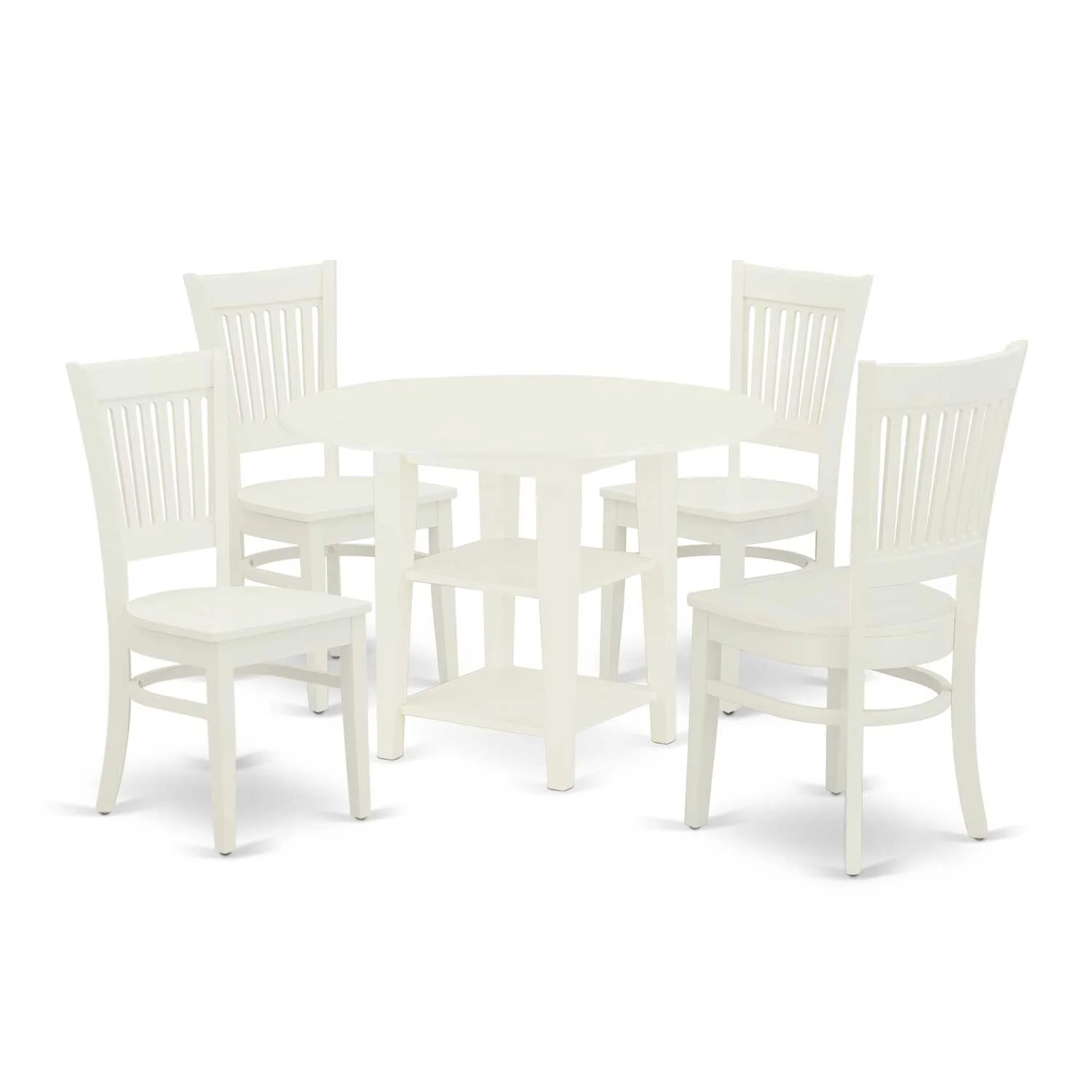 East West Furniture Sudbury 5-piece Wood Table and Dining Chair Set in White