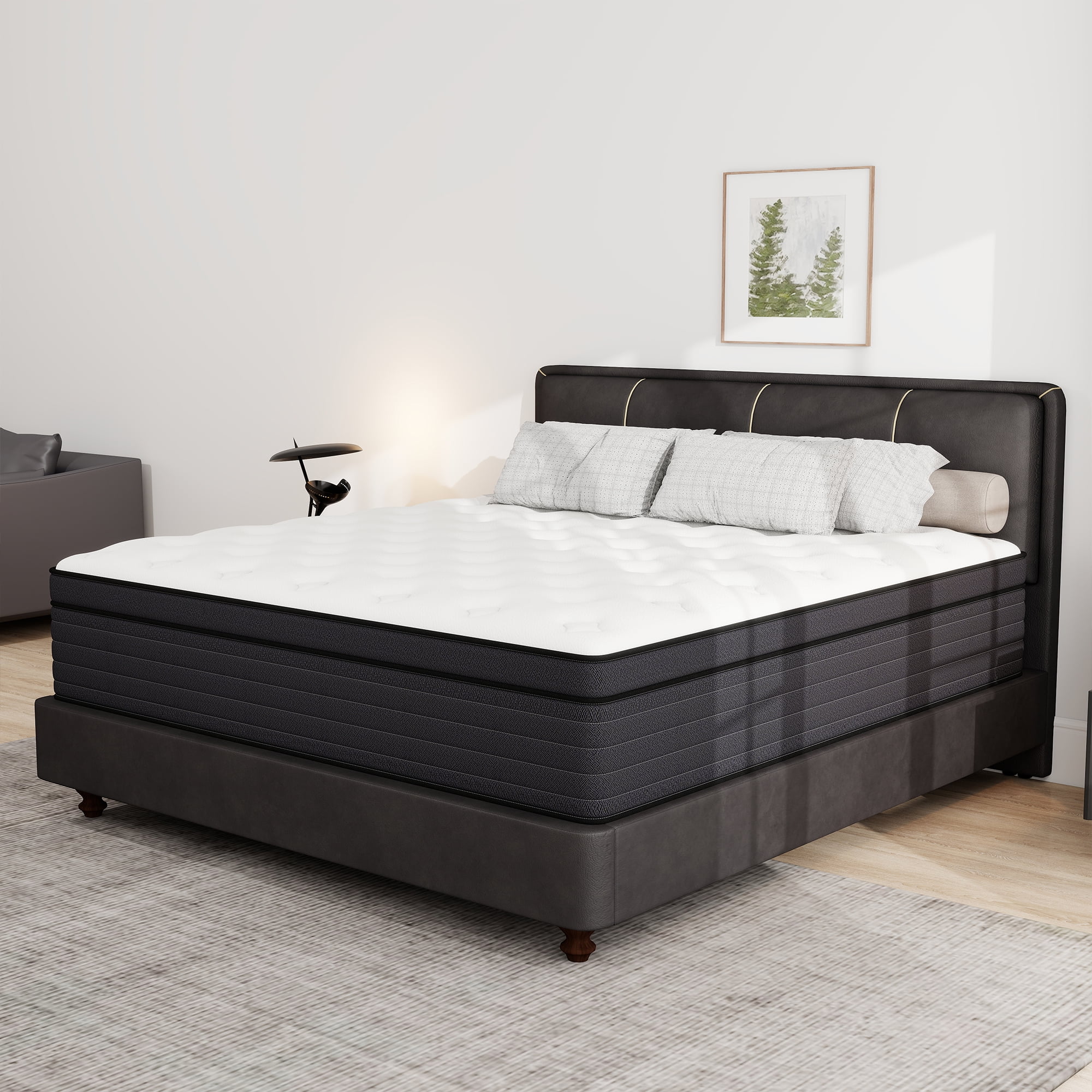 Kviwasha 12 inch Queen Mattress, Memory Foam & Spring Hybrid Medium Comfort Queen Size in a Box,Adult