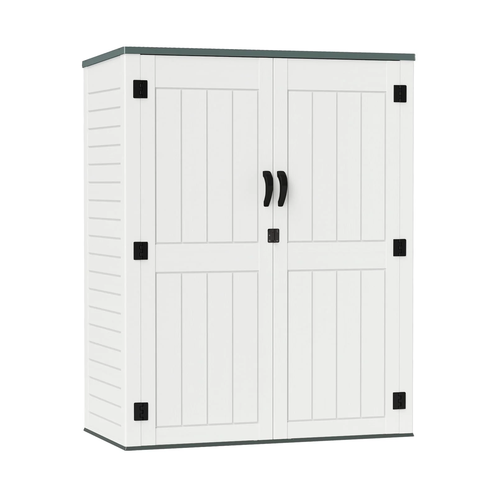 ZYJOYY 60 Cu.Ft Large Outdoor Shed with Floor, Lockable & Waterproof Patio Storage Cabinet for Garden Tools, Pool Supplies & Lawn Equipment, Grey