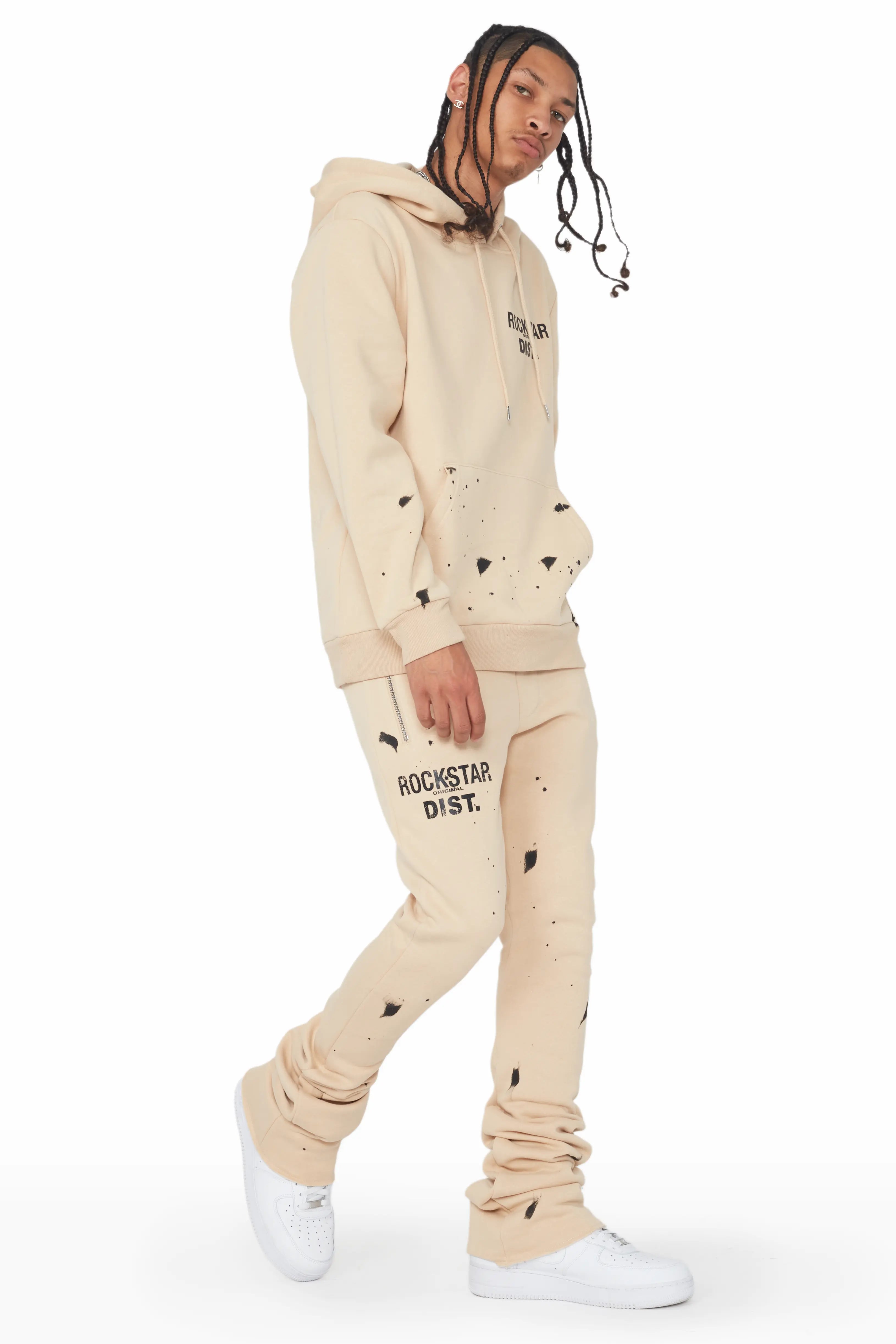 Raffer Tan Hoodie/Stacked Flare Pant Set
