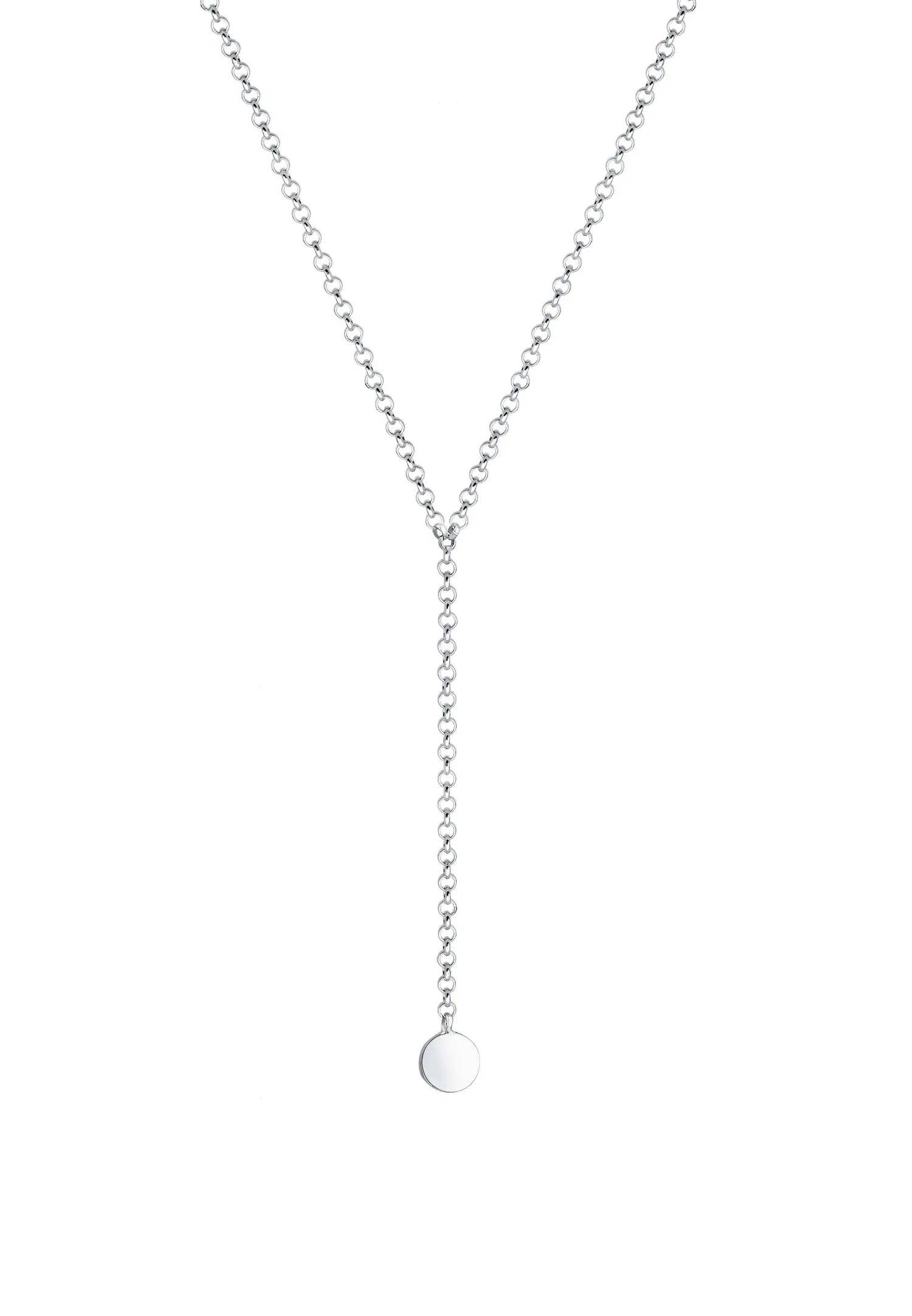 Choker Y-Kette Kreis Plättchen Geo 925 Silber