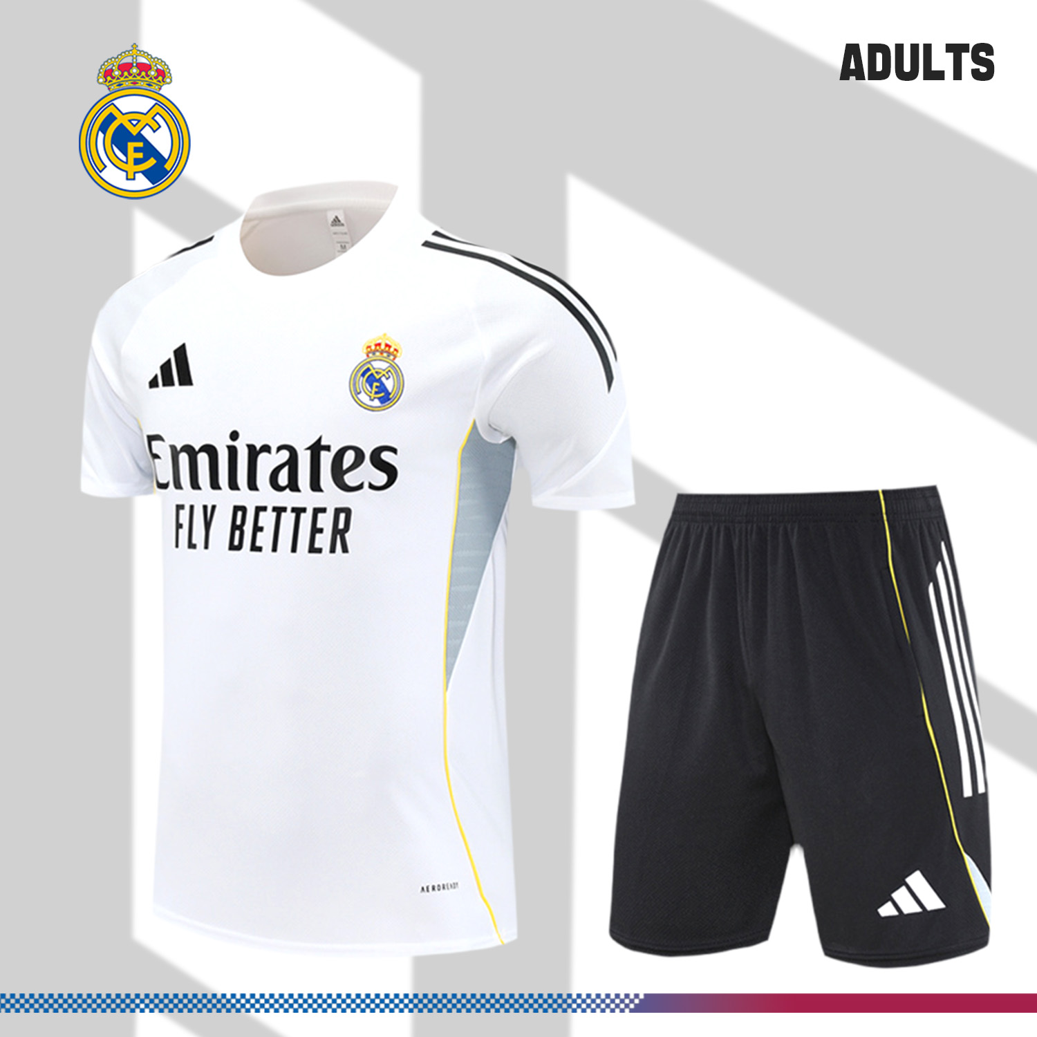 2024/2025 Real Madrid White Adult Short Sleeve Training Suit (Adult Kit)