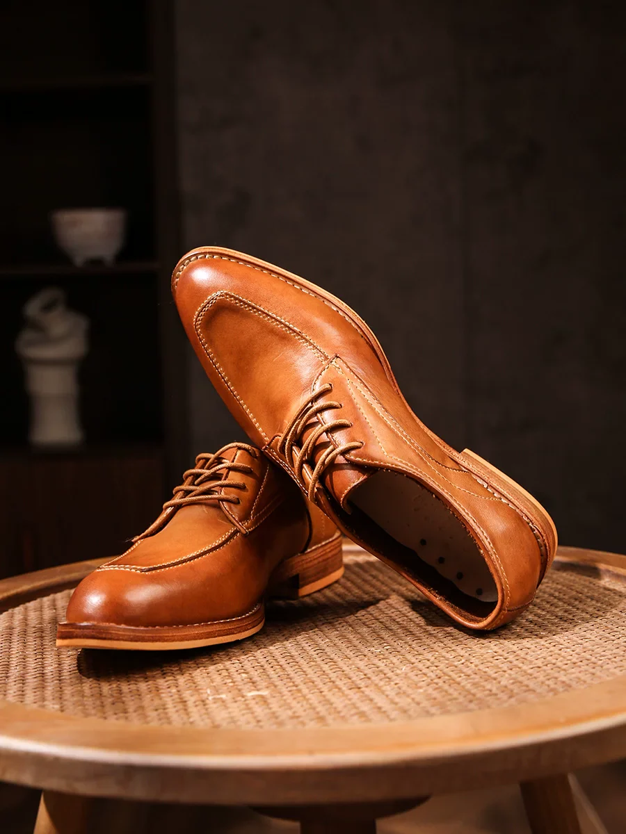 Handmade washed tire cowhide business dress leather shoes