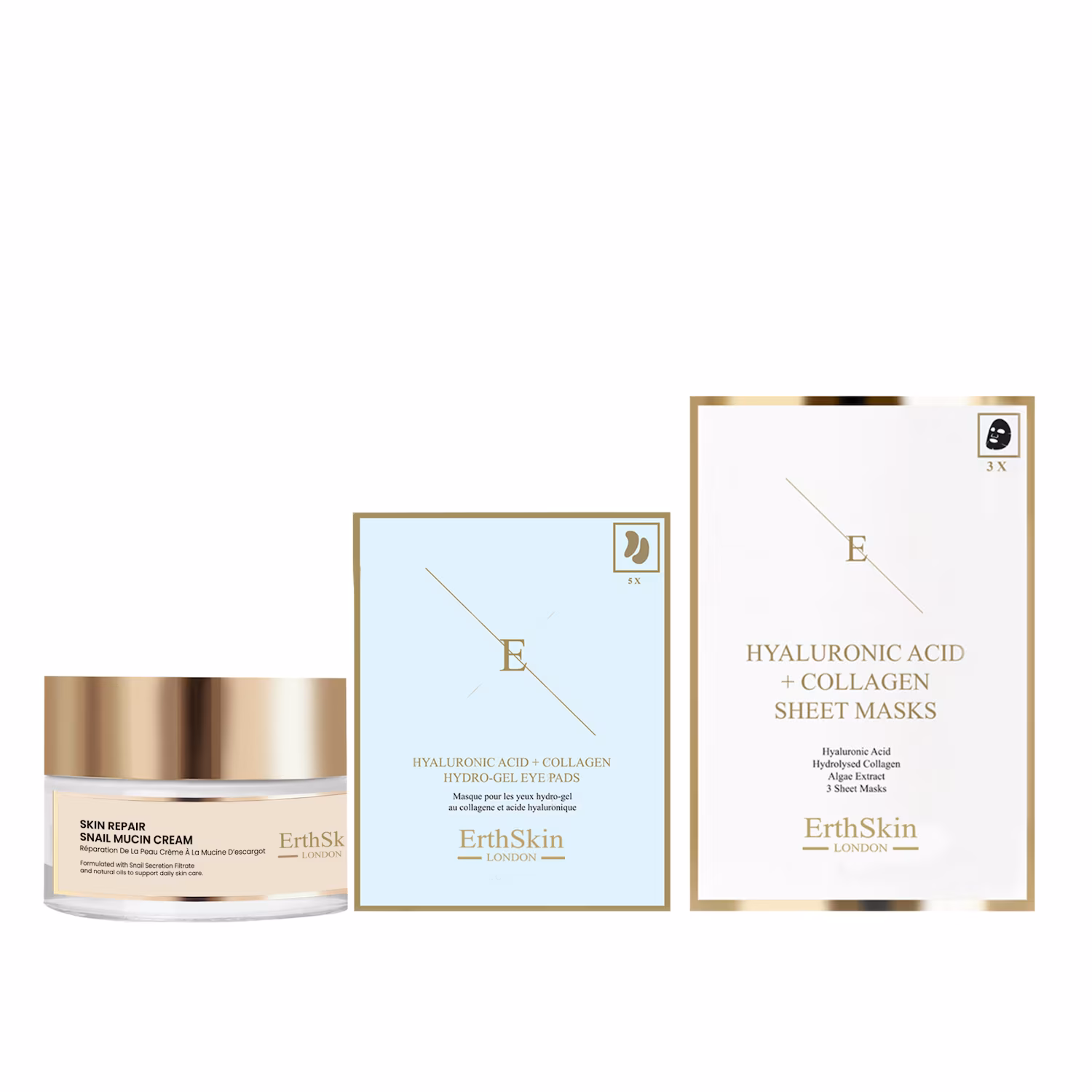 Hautpflege-Set mit Schneckencreme, Augenpads und Kollagenmaske