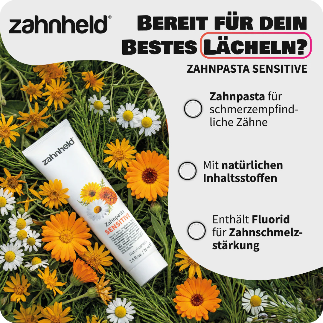 Zahnpasta Sensitive (75 ml) – beruhigende Pflege für empfindliche Zähne, mit Hydroxylapatit & Fluorid, vegan