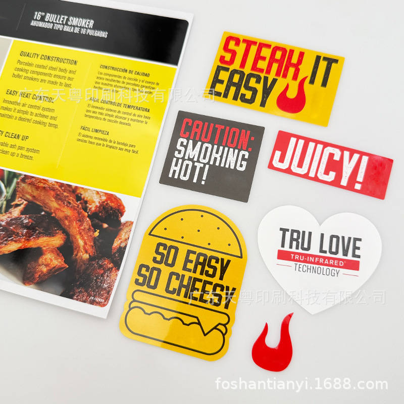 CSA certified color label, sun-resistant, waterproof, high-temperature resistant up to 280 degrees, PP synthetic paper, special-shaped oven sticker