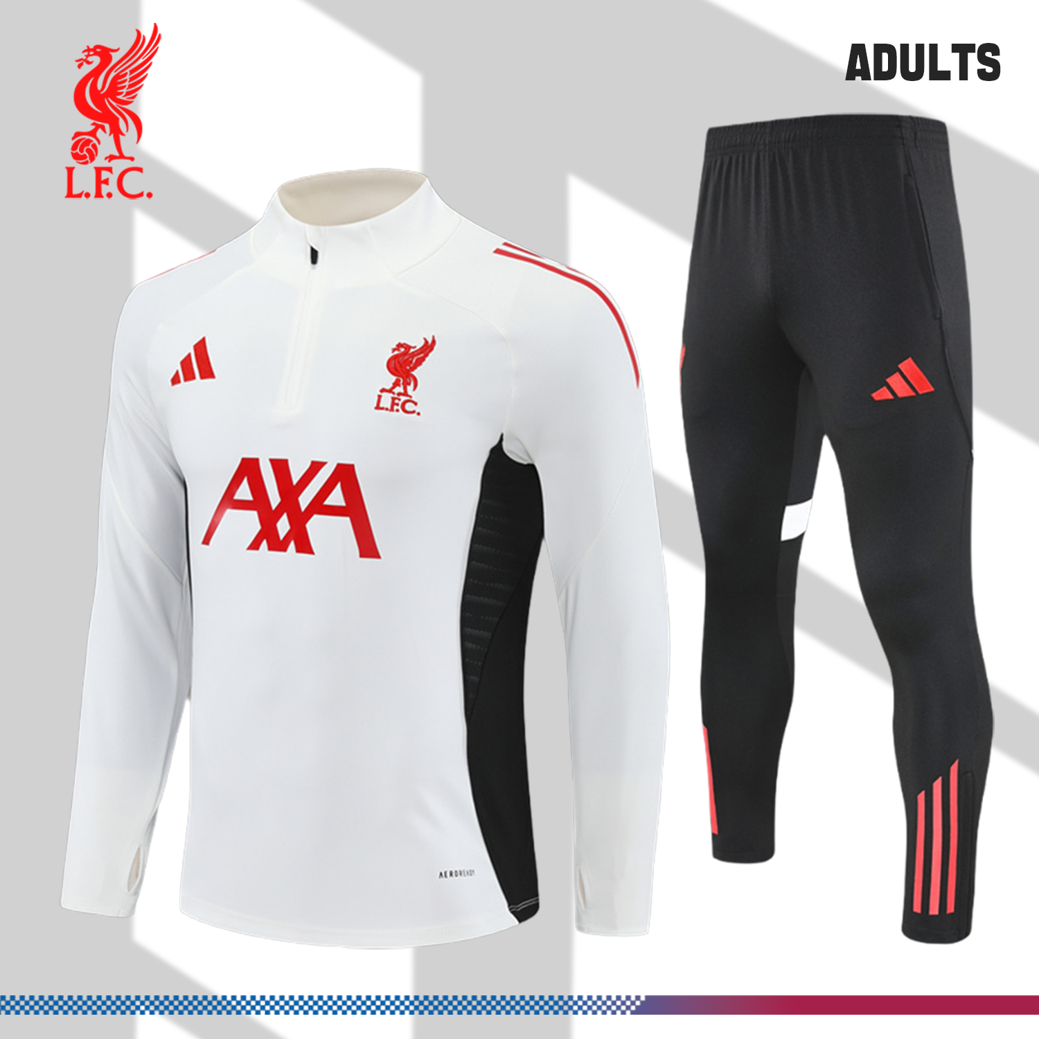 2025/2026 Liverpool Light Gray Adult Half Zip Training Suit (Adult Kit)
