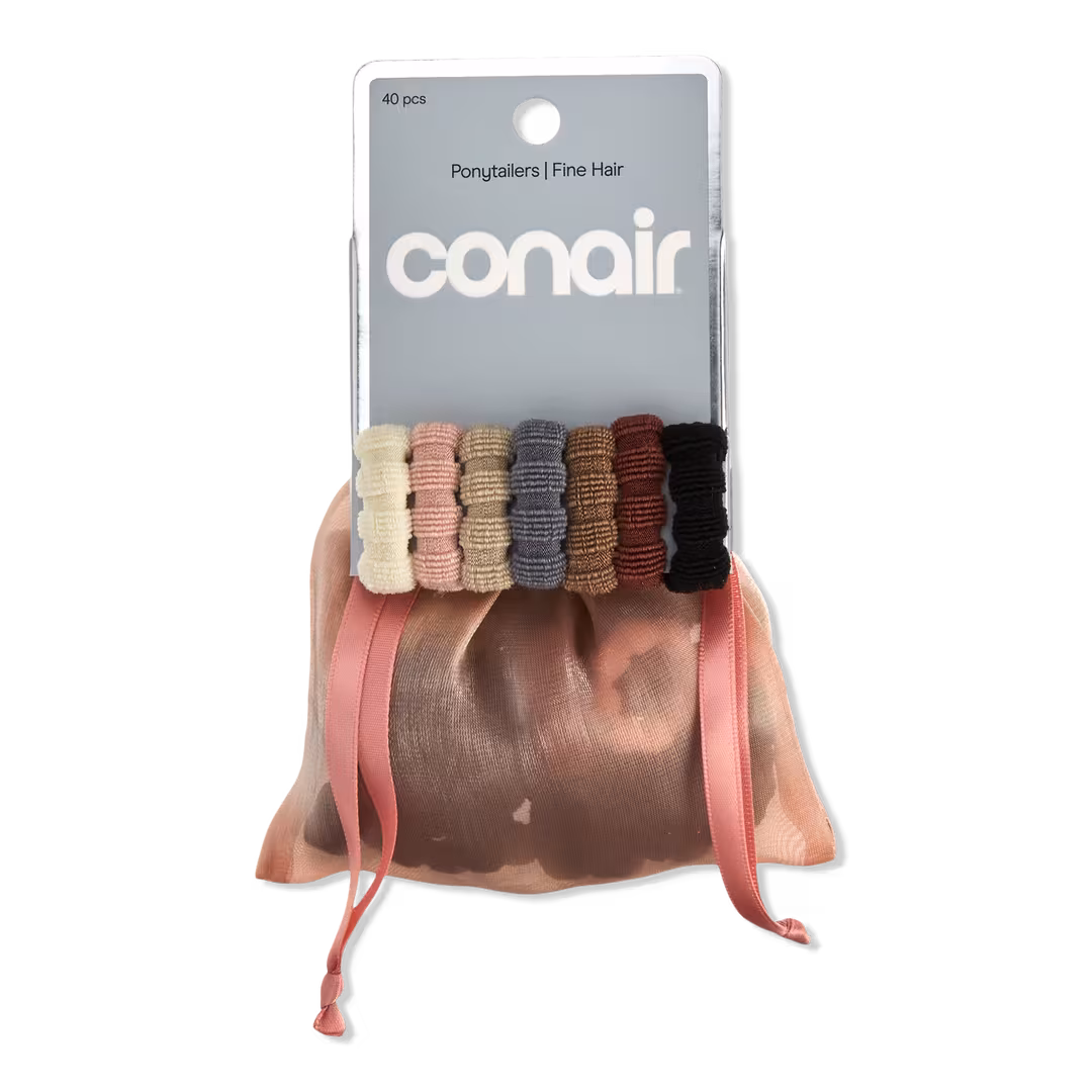 Conair Accessories  Hair Elastics with Storage Bag for Fine Hair