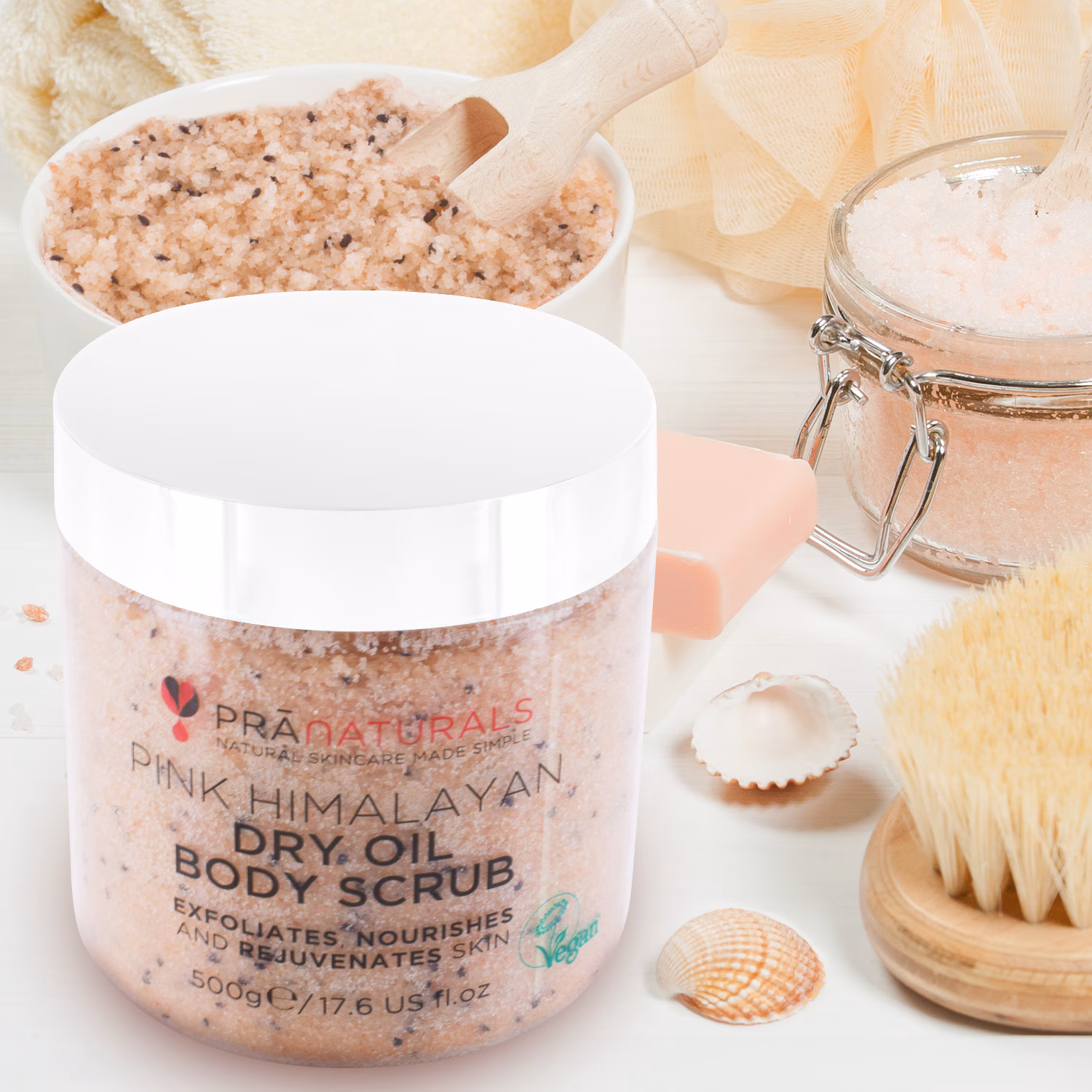 Trockenöl-Körperpeeling mit Rosa Himalaya-Salz