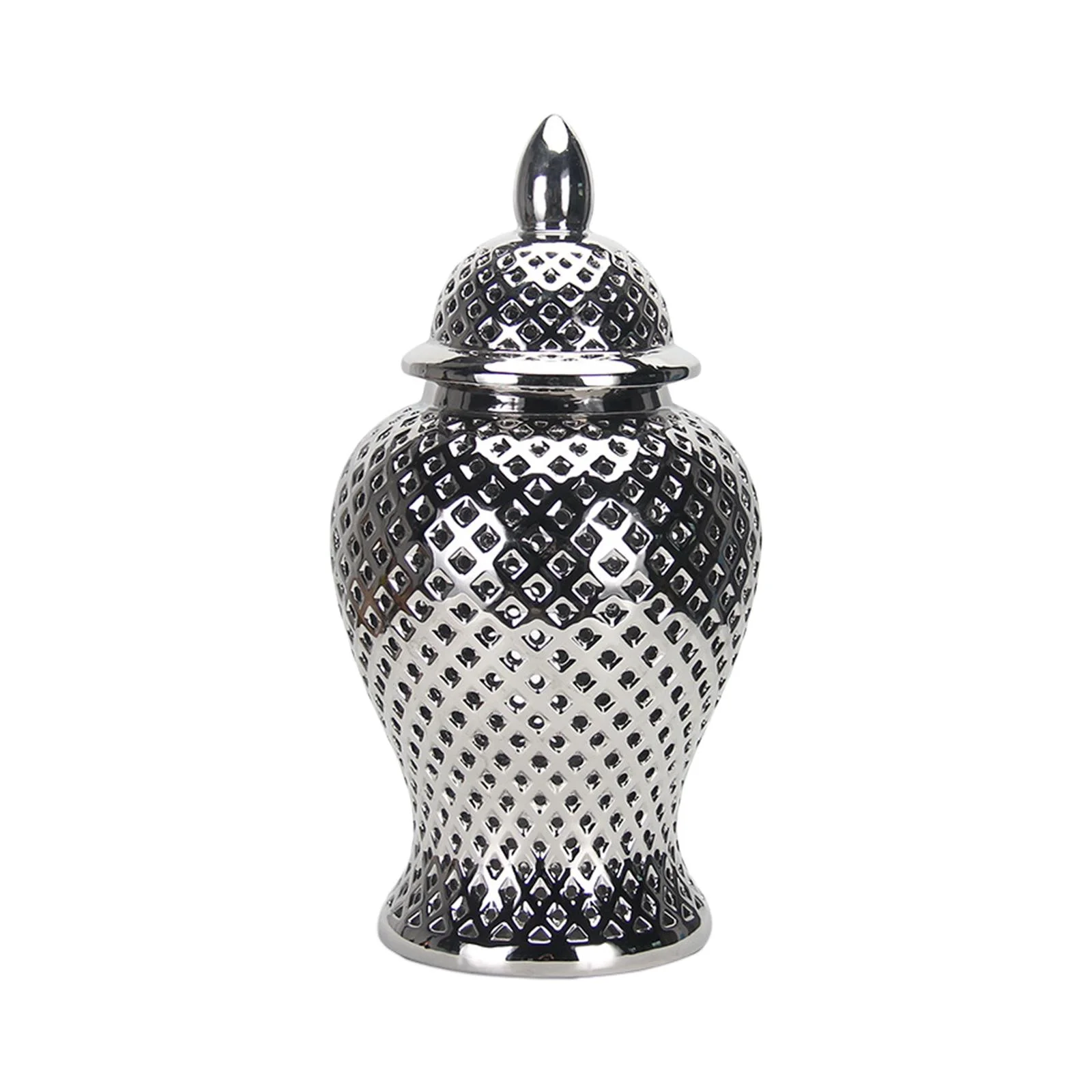 Vintage Style Ceramic Ginger Jar Dried Flower Vase Porcelain Storage Jar with