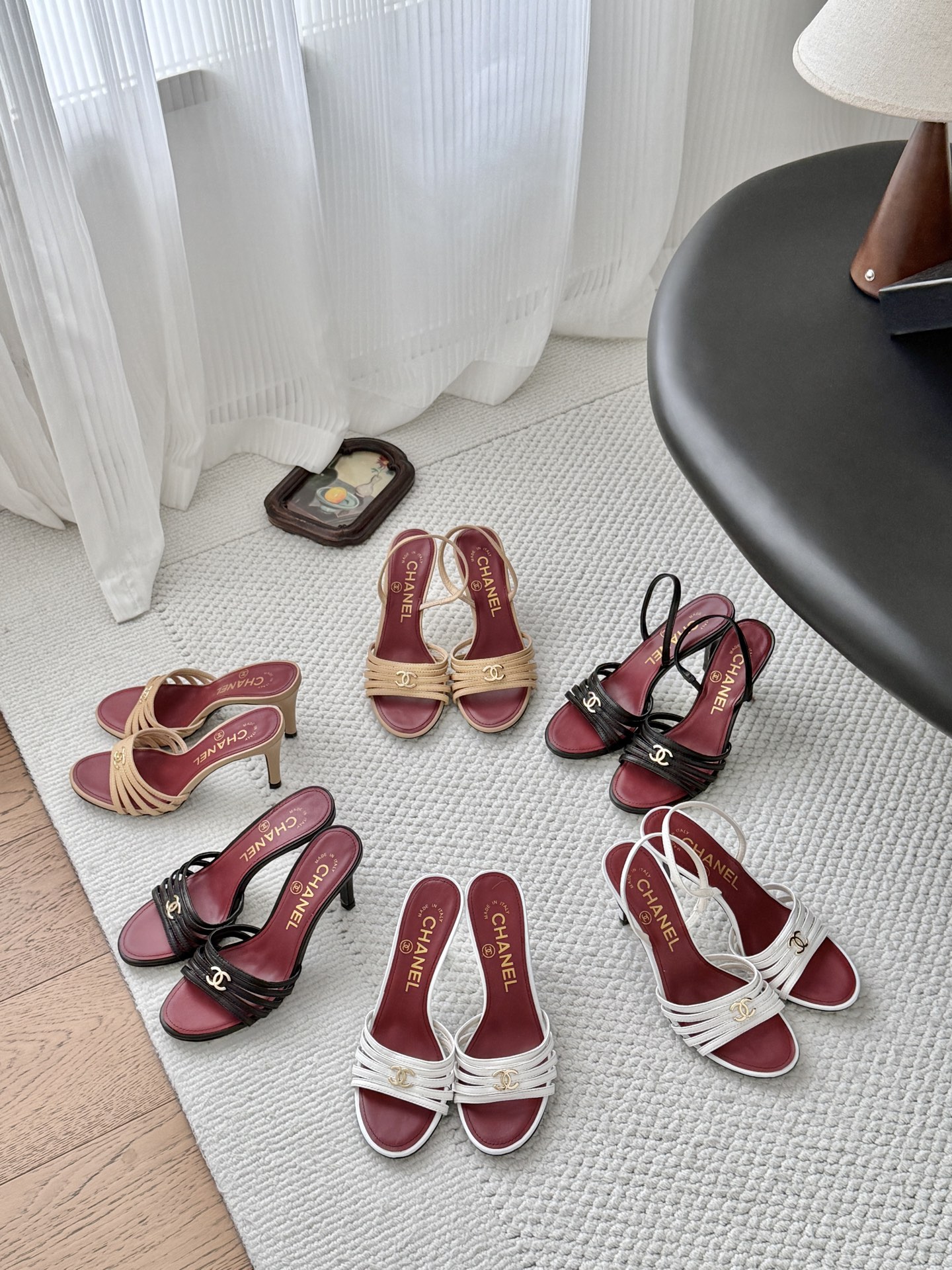 Chanel Multi-Strap Interlocking CC Mule Heel Sandals