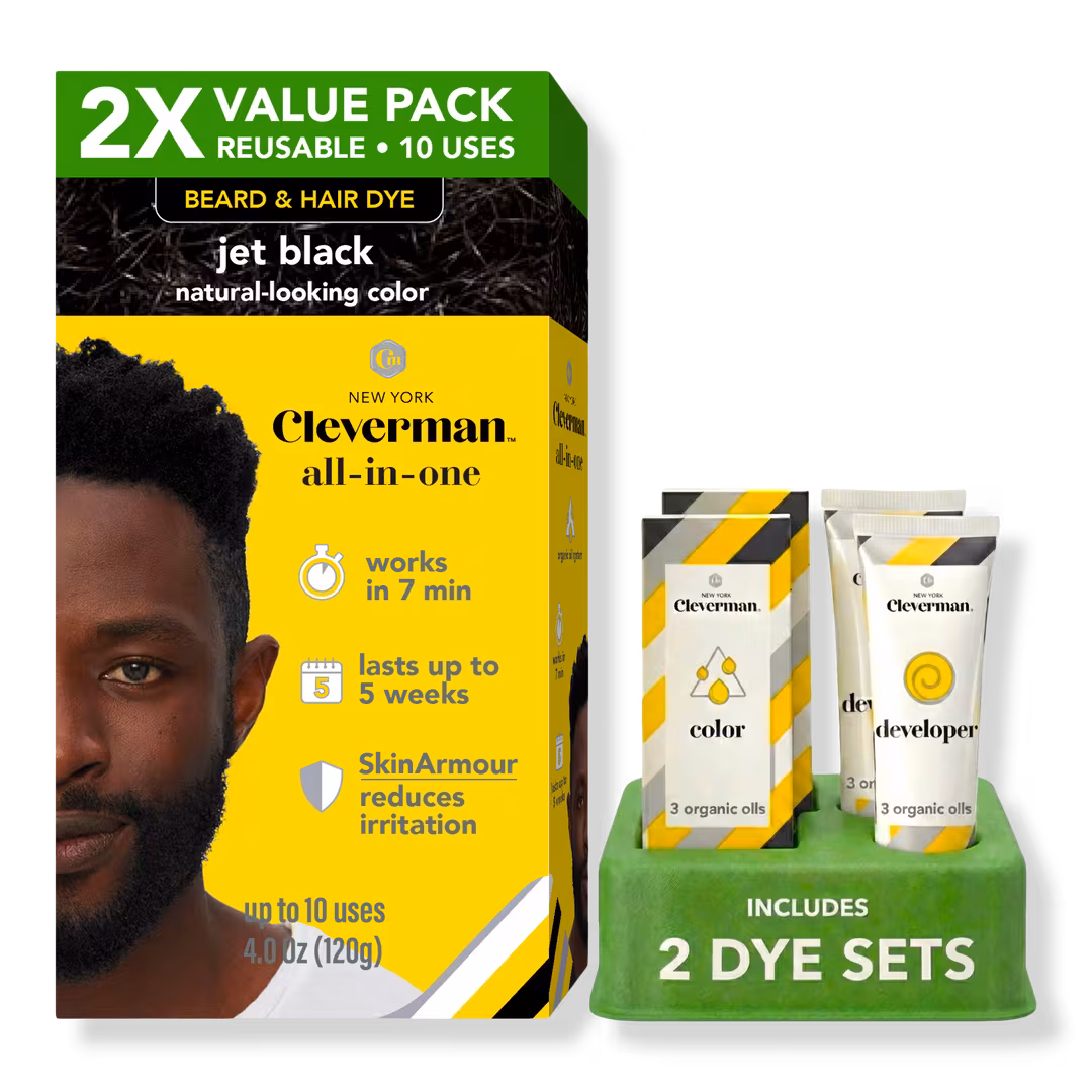 Cleverman  2X Pack Coarse & Coily Hair Reusable Beard & Hair Dye Kit