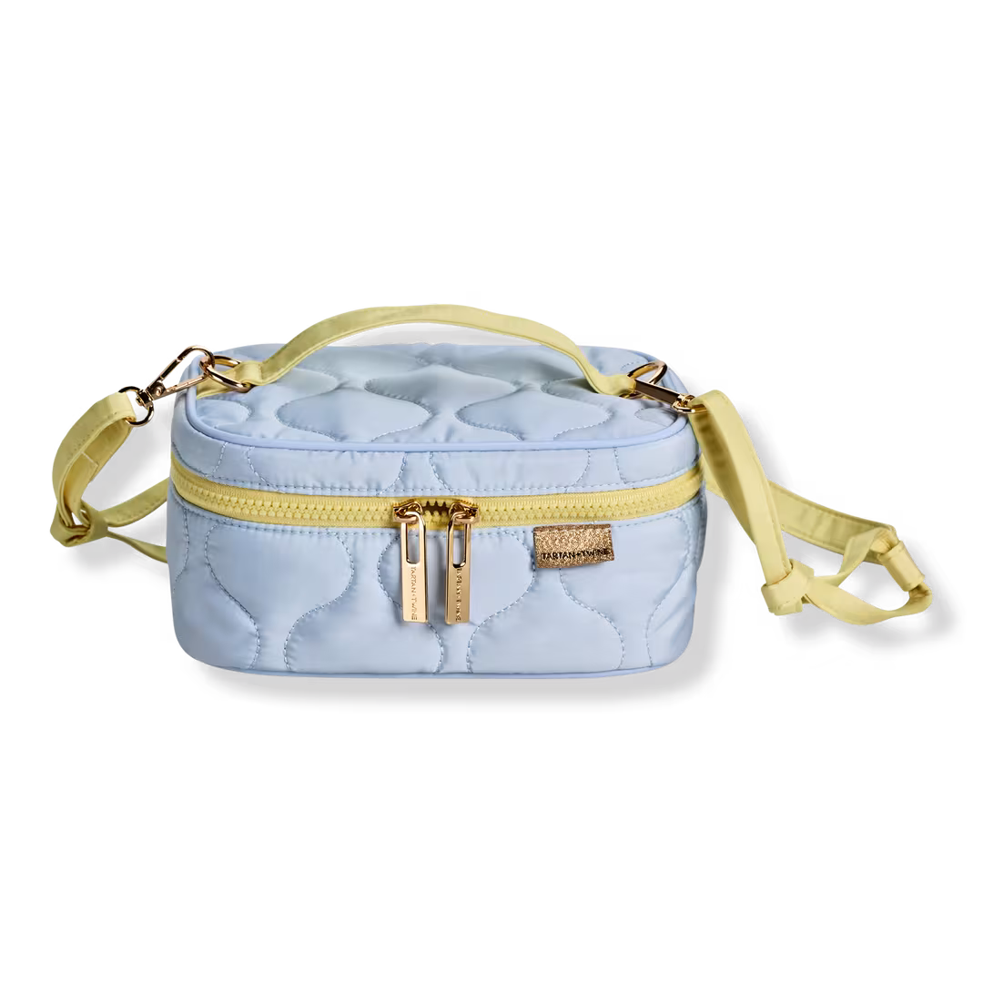 Tartan + Twine  Blue Mini Train Case With Strap