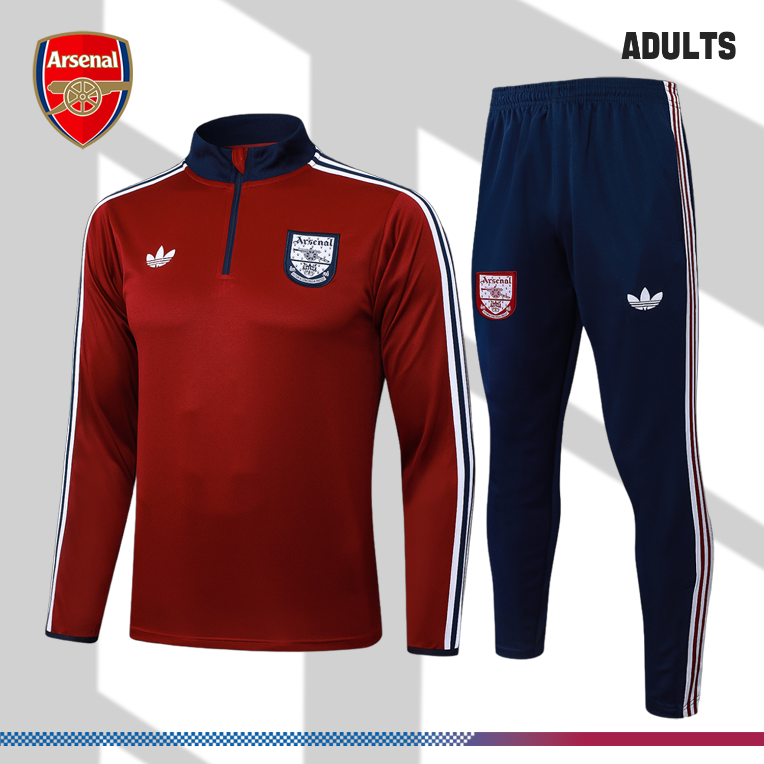 2025/2026 Arsenal Adult Burgundy Half Zip Training Suit (Adult Kit)
