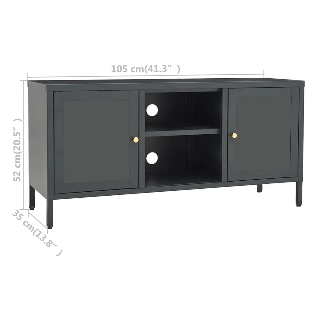 vidaXL TV Stand TV Console Sideboard TV Unit Home Media Unit Steel and Glass