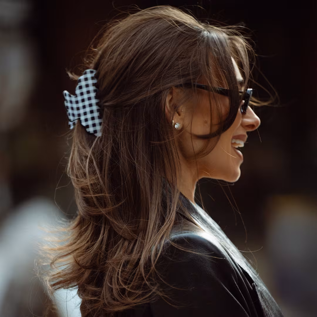 The Hair Edit  Scalloped Gingham Claw Clip by Danielle Bernstein