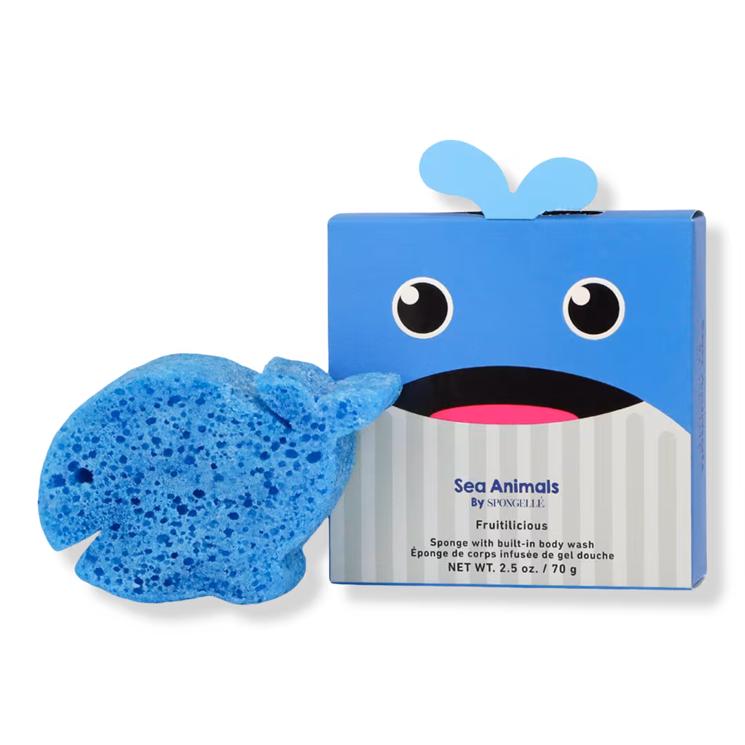 SPONGELLE  Walter Whale Sea Animals Body Buffer | Kids Body Wash Infused Buffer