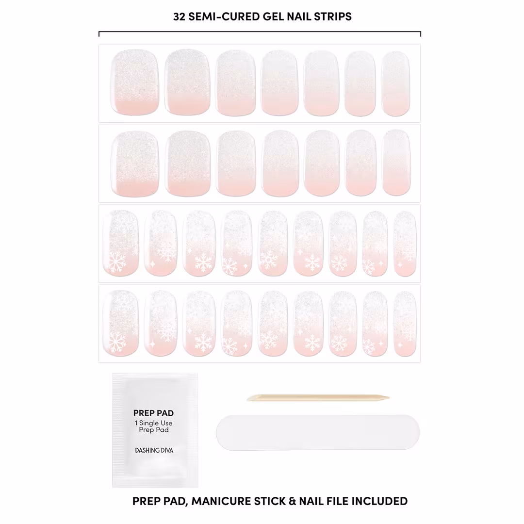 Dashing Diva  GLAZE DESIGN, Semi-Cured Gel Nail Strips, Snowglobe