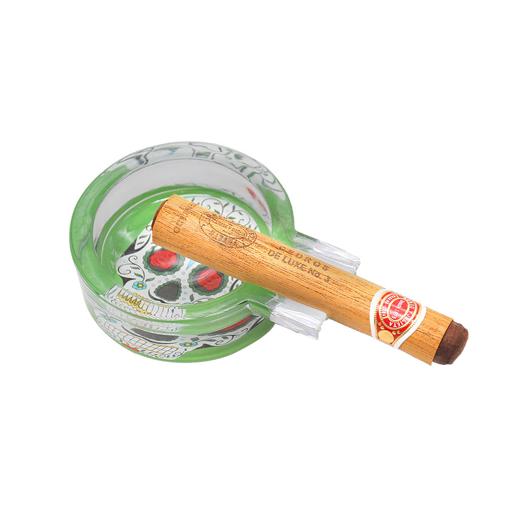 Day of Dead Skull Glass Ashtray (Random Pattern)