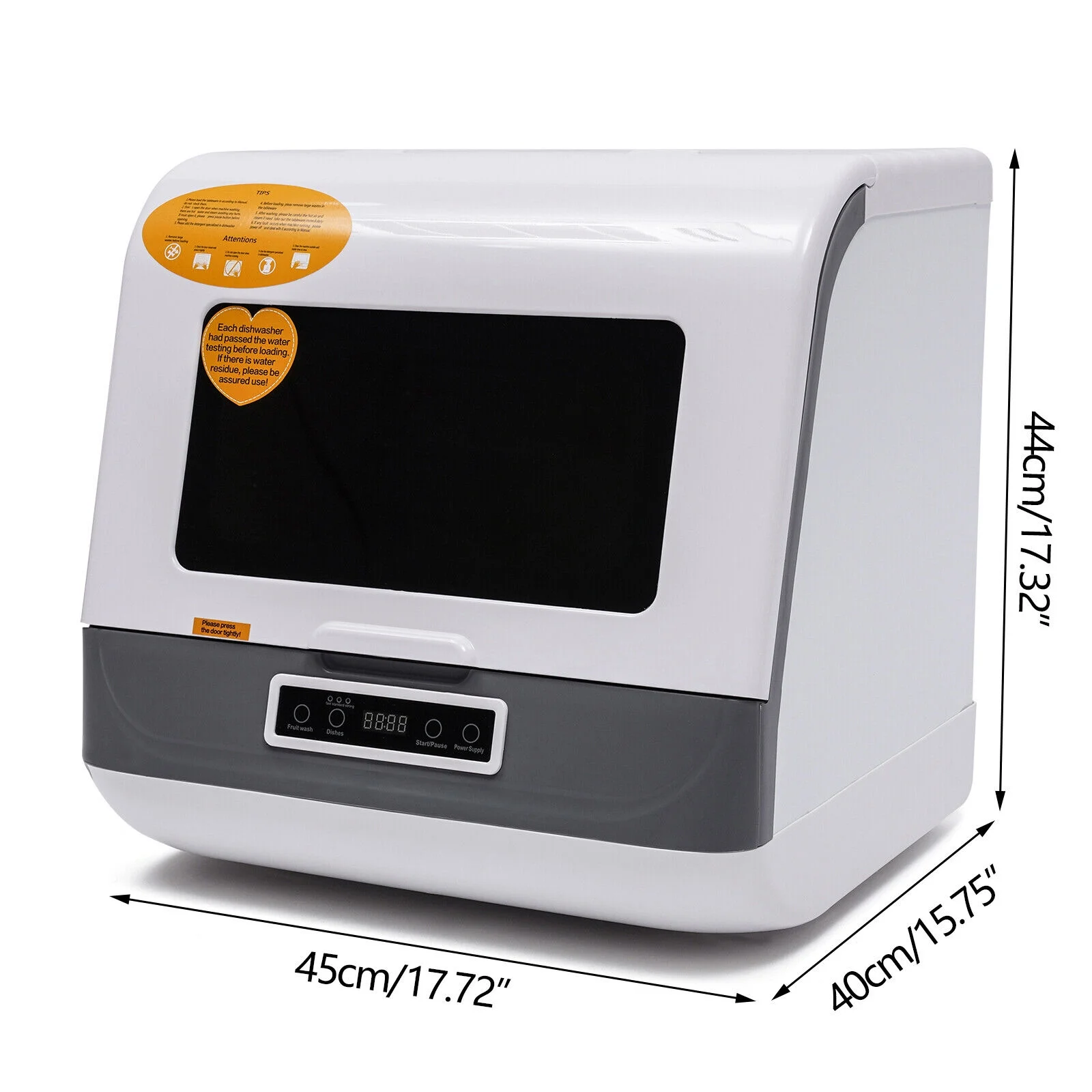 Portable Countertop Dishwasher, Dishwasher Cleaner with 5-Liter Large Capacity, 3 Washing Programs, Air and Temperature Dry, for Apartment & Dormitory, White